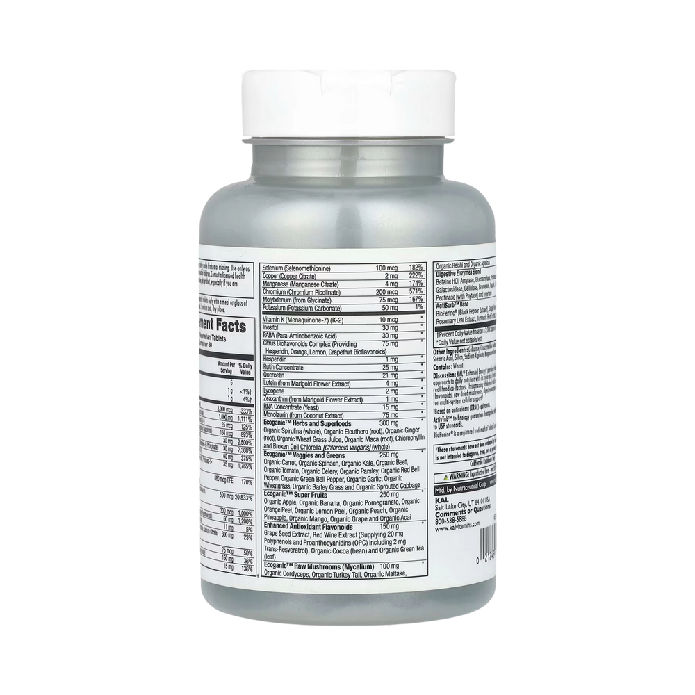 KAL, Enhanced Energy, Whole Food Multivitamin, 90 Veg Tabs
