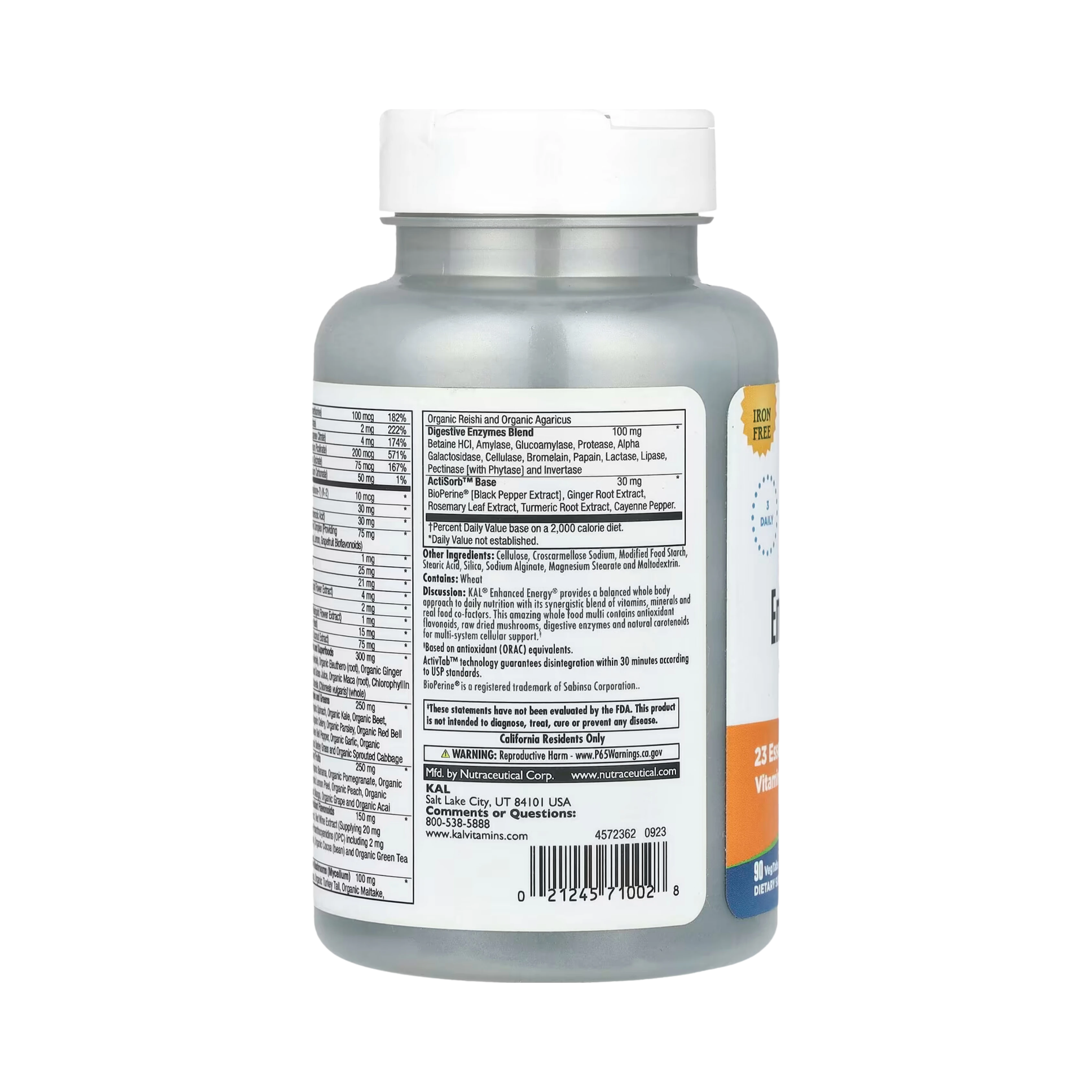 KAL, Enhanced Energy, Whole Food Multivitamin, 90 Veg Tabs