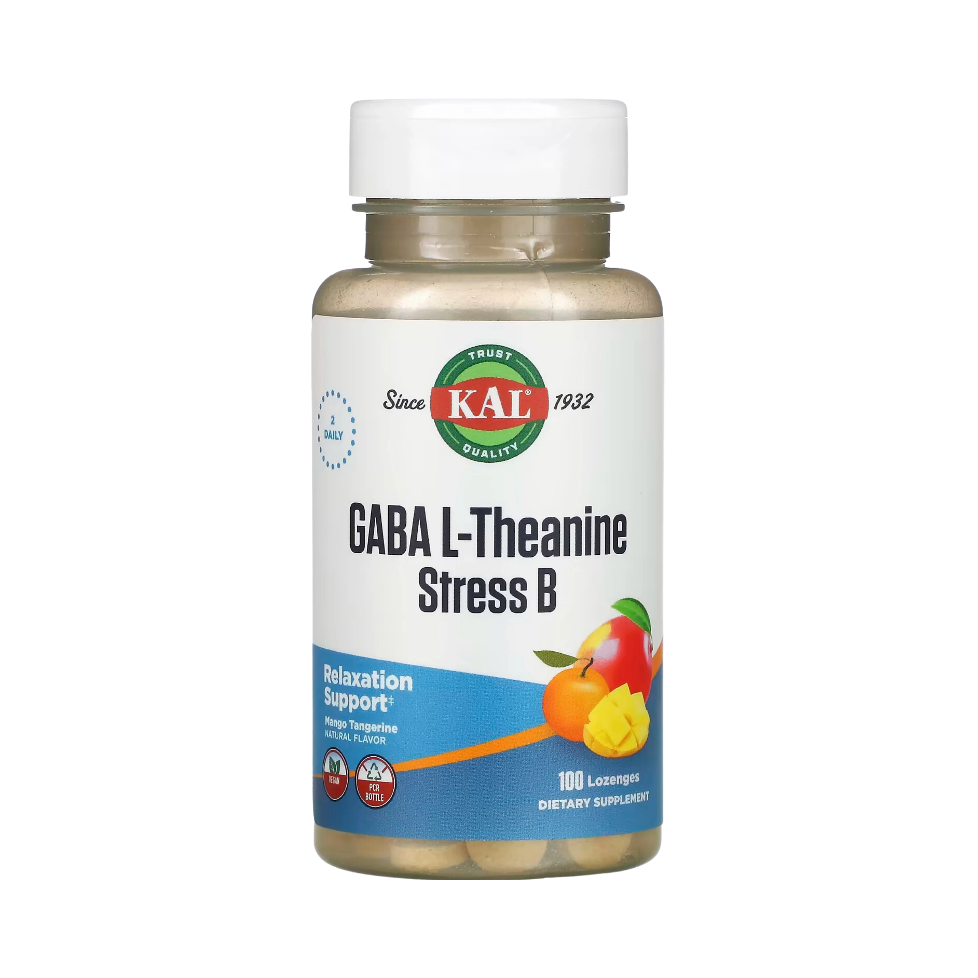 KAL, GABA L-Theanine Stress B, Mango Tangerine, 100 Lozenges