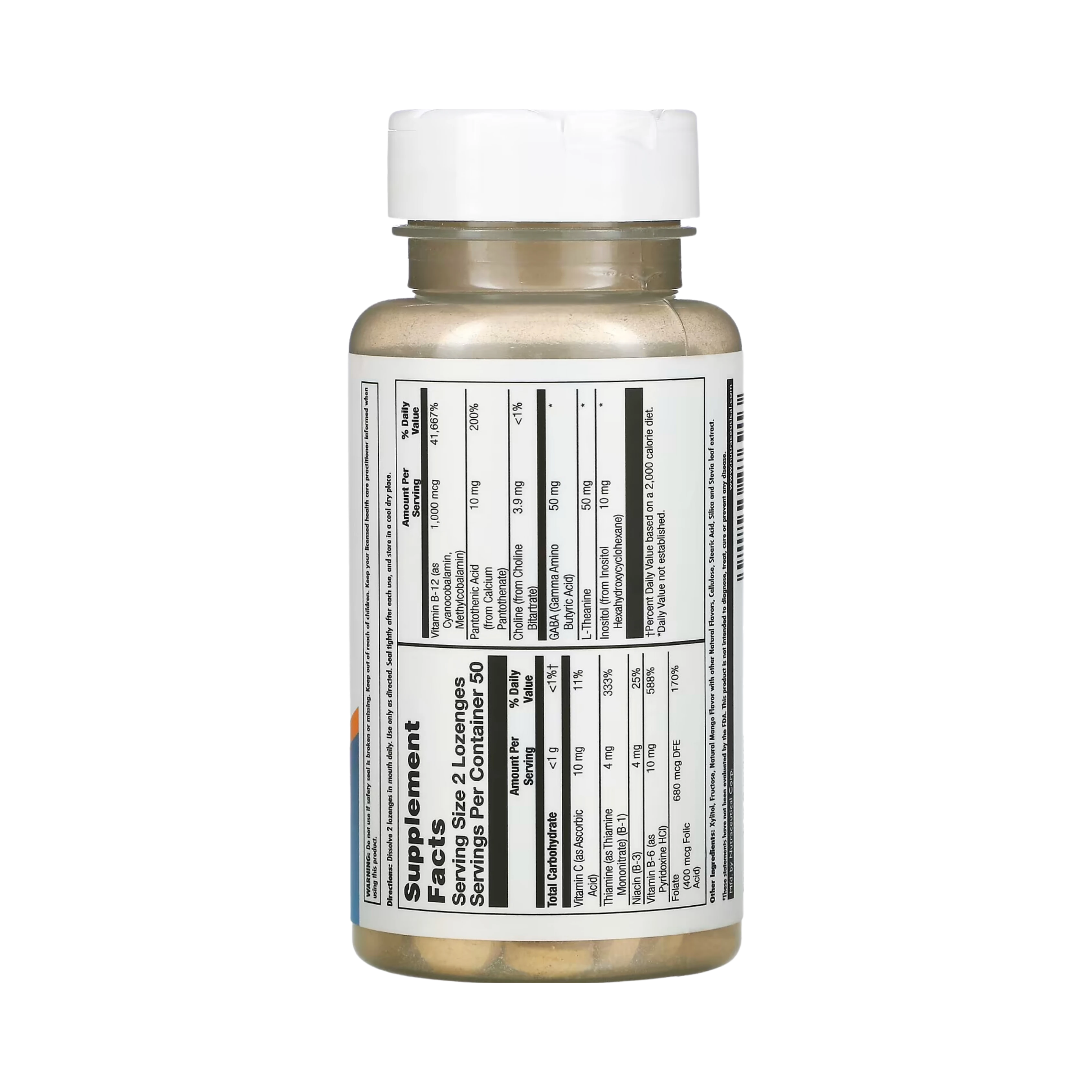 KAL, GABA L-Theanine Stress B, Mango Tangerine, 100 Lozenges