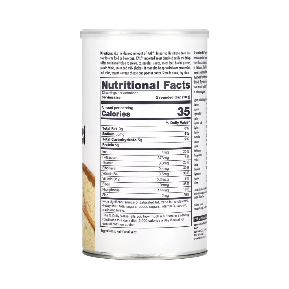 KAL, Imported Nutritional Yeast Flakes, Unsweetened, 7.8 Oz