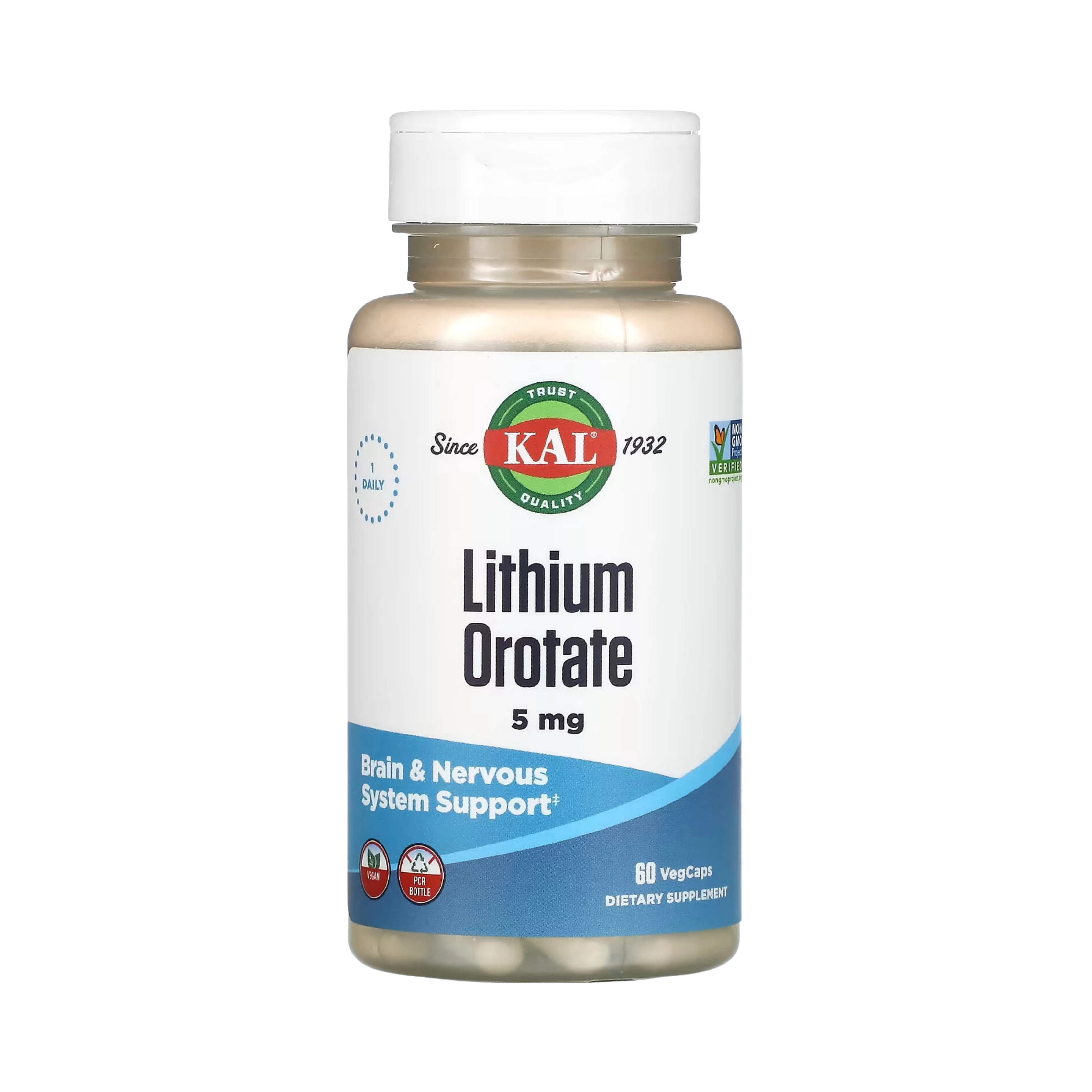 KAL, Lithium Orotate, 5 mg, 60 VegCaps