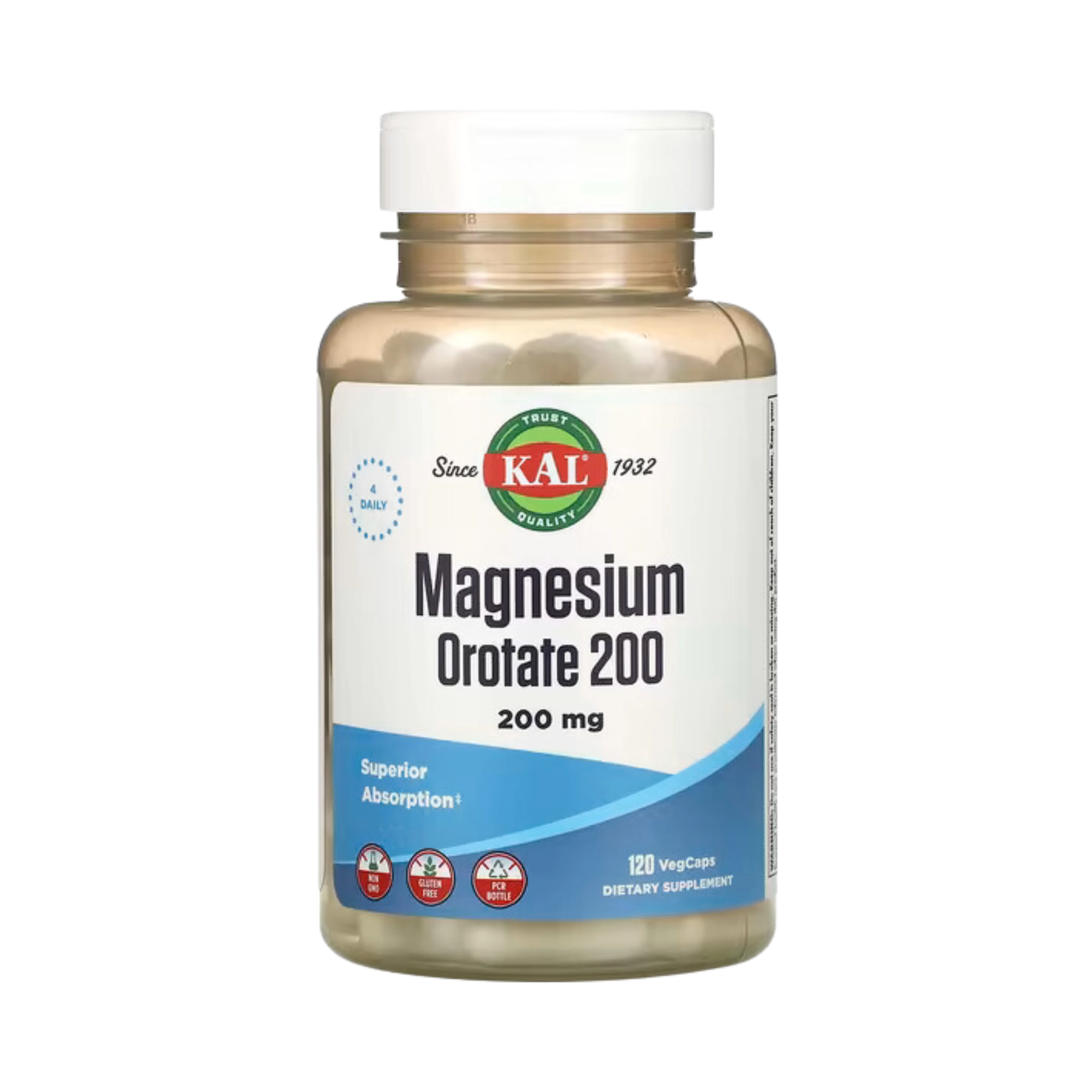 KAL, Magnesium Orotate 200, 200 Mg, 120 Veg Caps