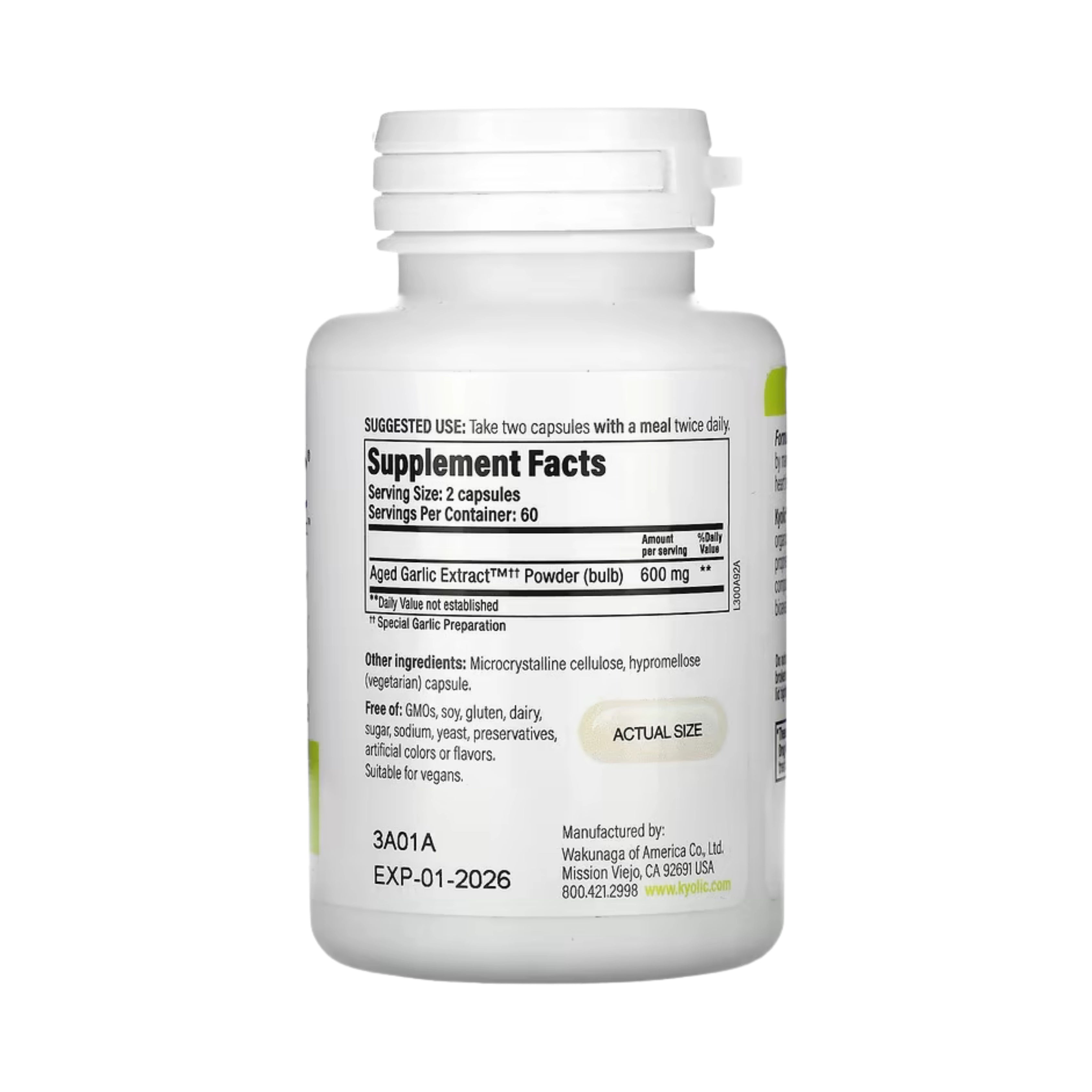 Kyolic, Aged Garlic Extract, Cardiovascular Health, Vegan Formula 300, 120 Vegan Capsules