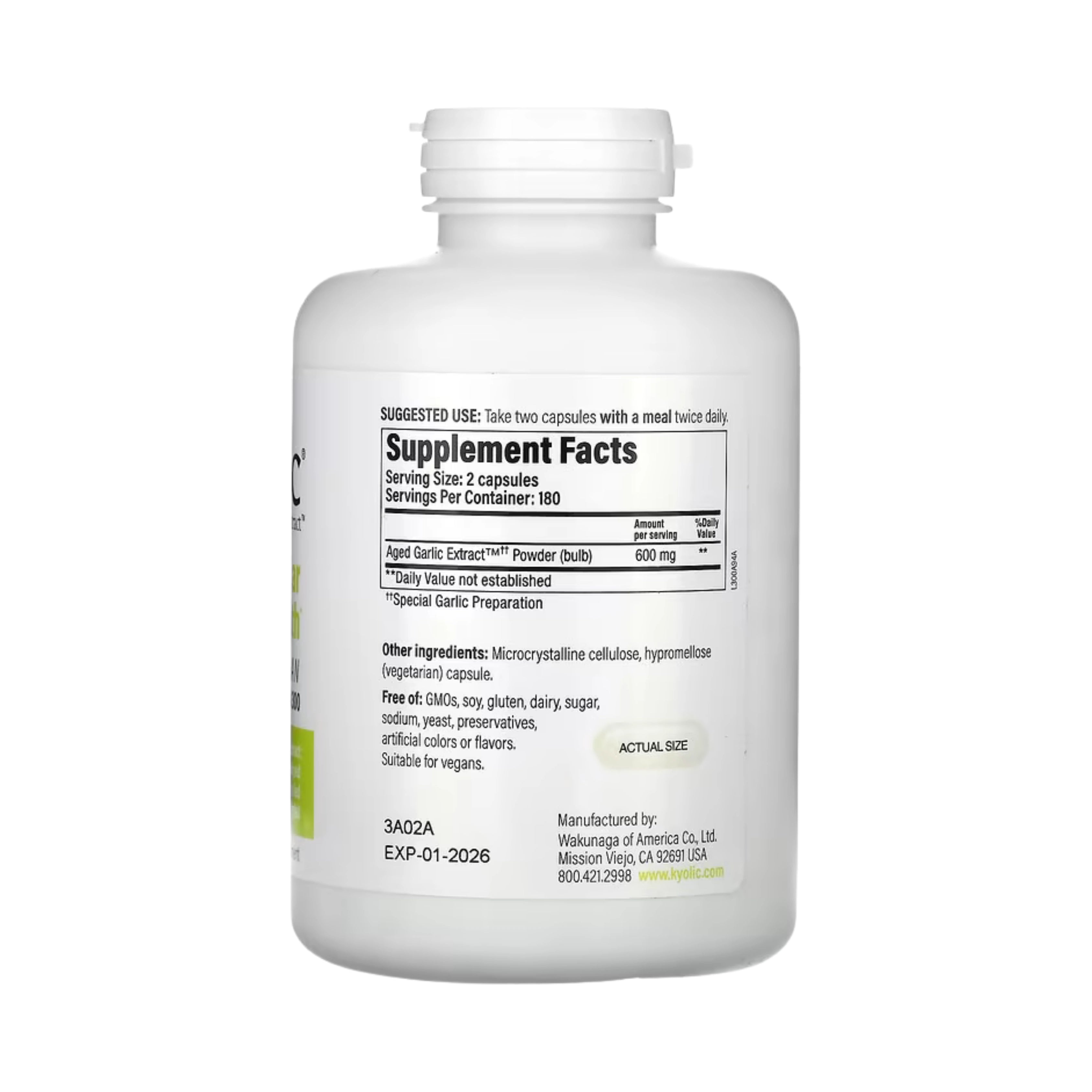 Kyolic, Aged Garlic Extract, Cardiovascular Health, Vegan Formula 300, 360 Vegan Capsules