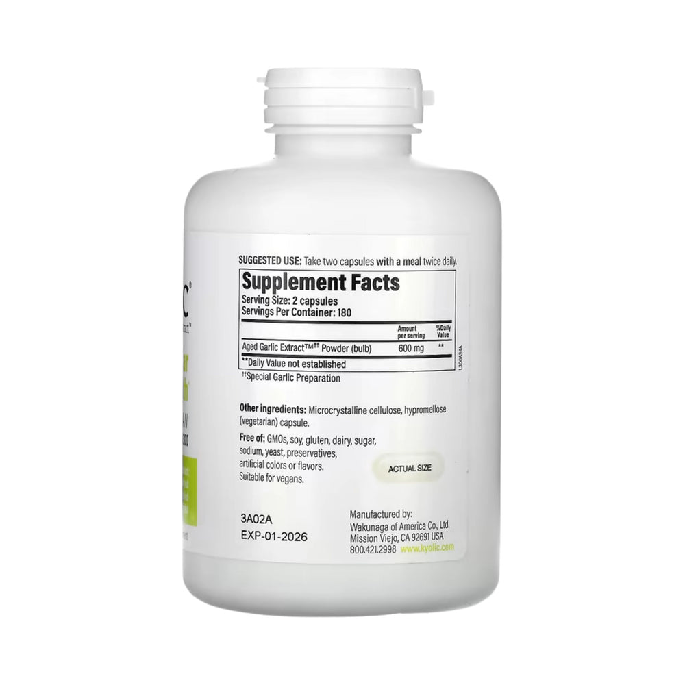 Kyolic, Aged Garlic Extract, Cardiovascular Health, Vegan Formula 300, 360 Vegan Capsules