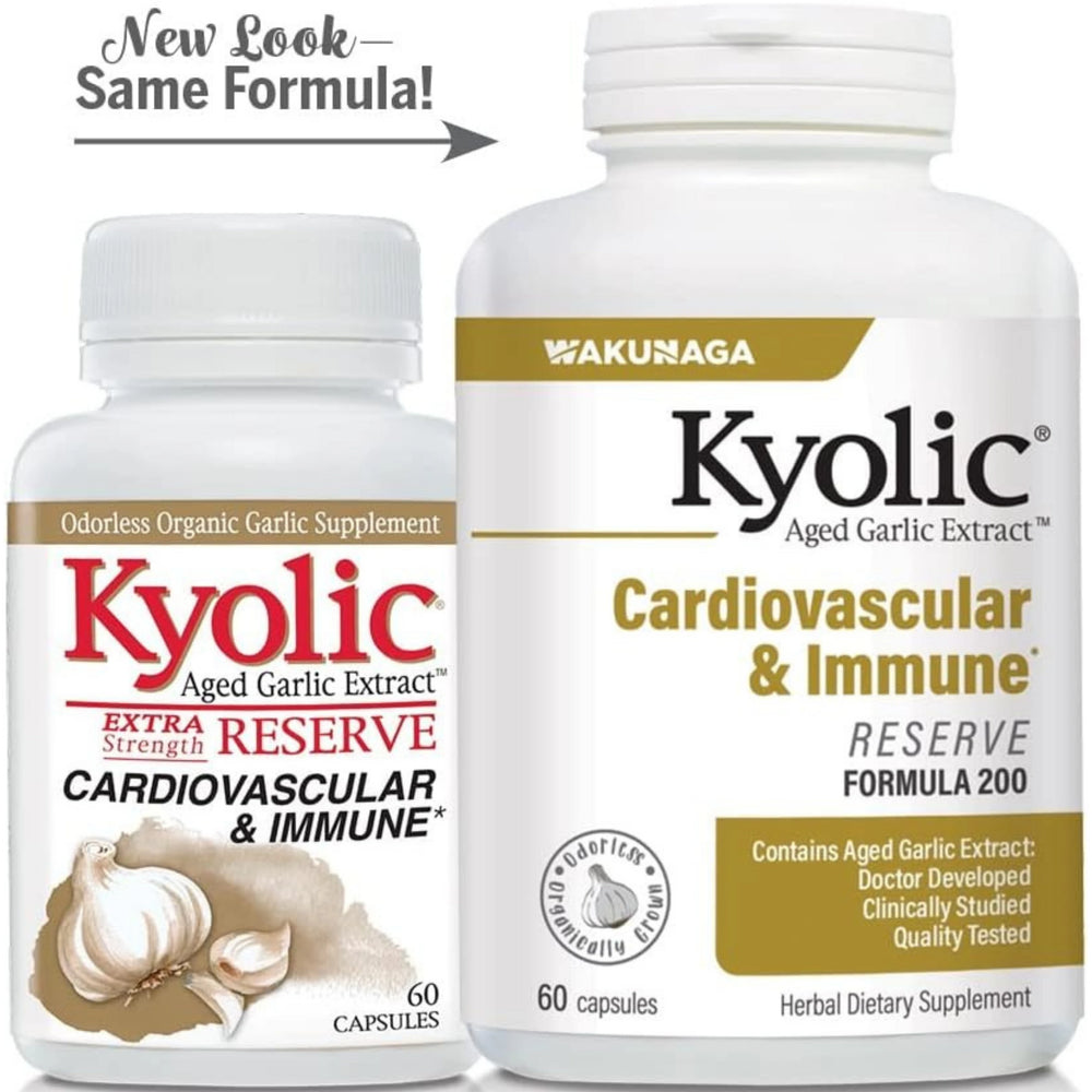 Kyolic, Aged Garlic Extract, Cardiovascular & Immune, Reserve Formula 200, 60 Capsules