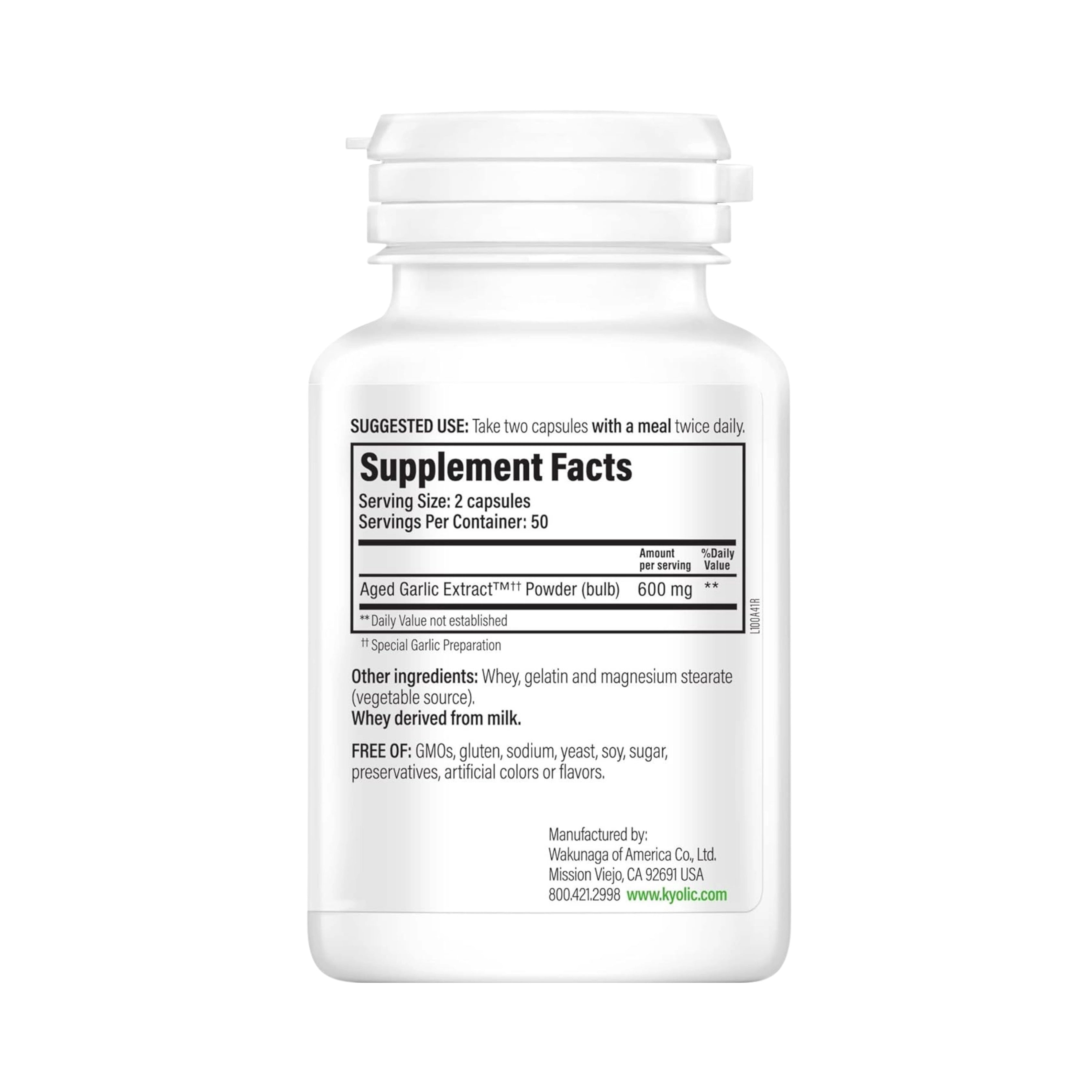 Kyolic, Aged Garlic Extract, Cardiovascular, Original Formula 100, 100 Capsules