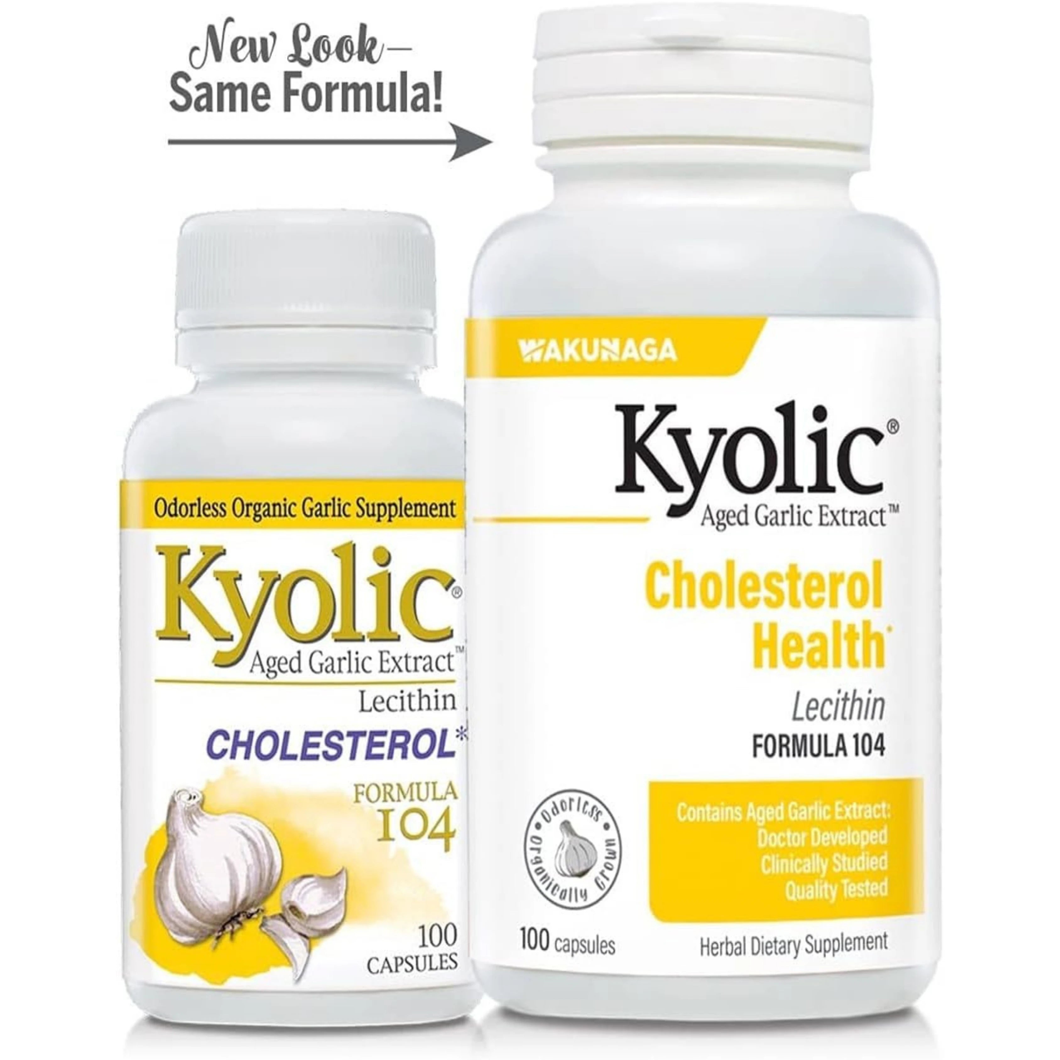 Kyolic, Aged Garlic Extract, Cholesterol Health with Lecithin, Formula 104, 100 Capsules