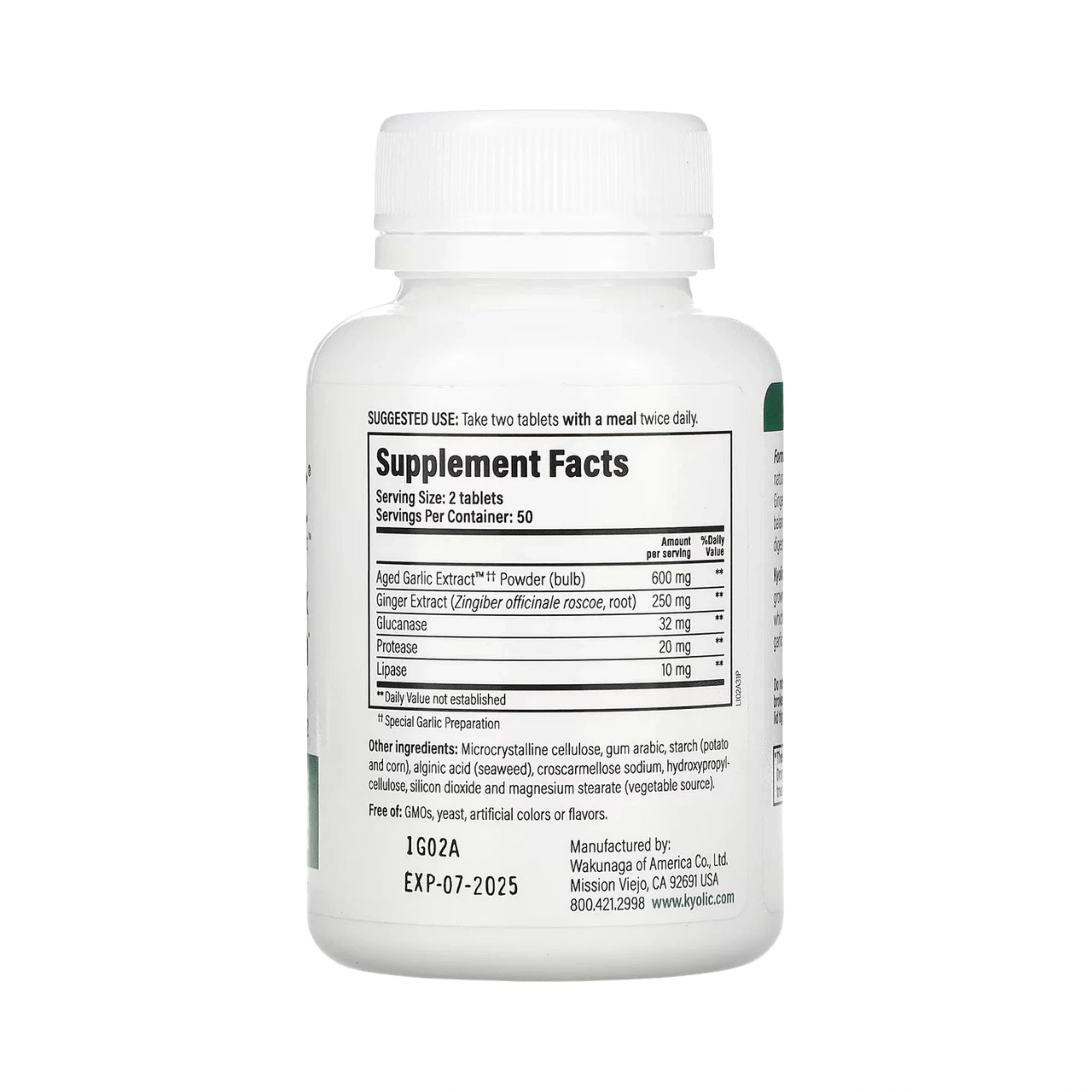 Kyolic, Aged Garlic Extract, Cleanse & Digestion, Formula 102, 100 Veggie Tablets