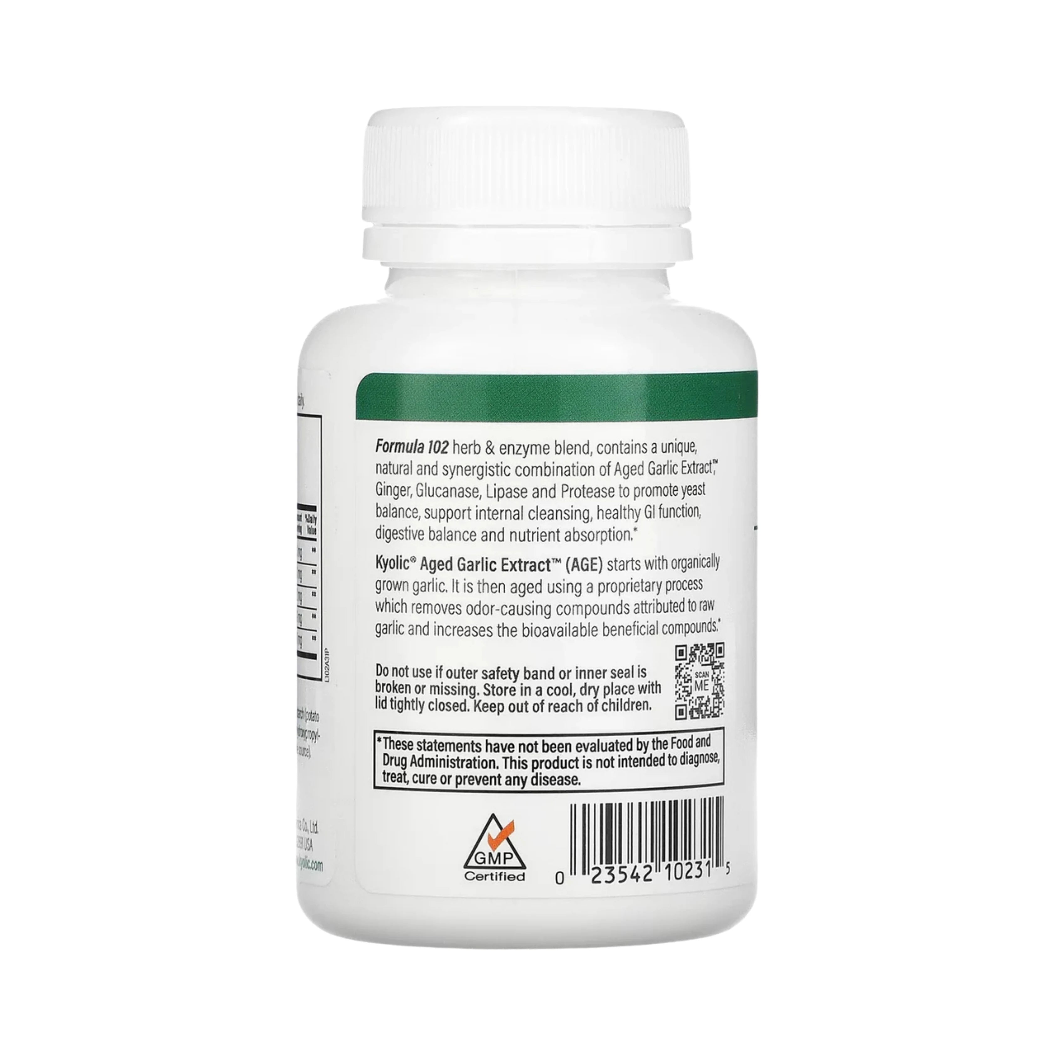 Kyolic, Aged Garlic Extract, Cleanse & Digestion, Formula 102, 100 Veggie Tablets