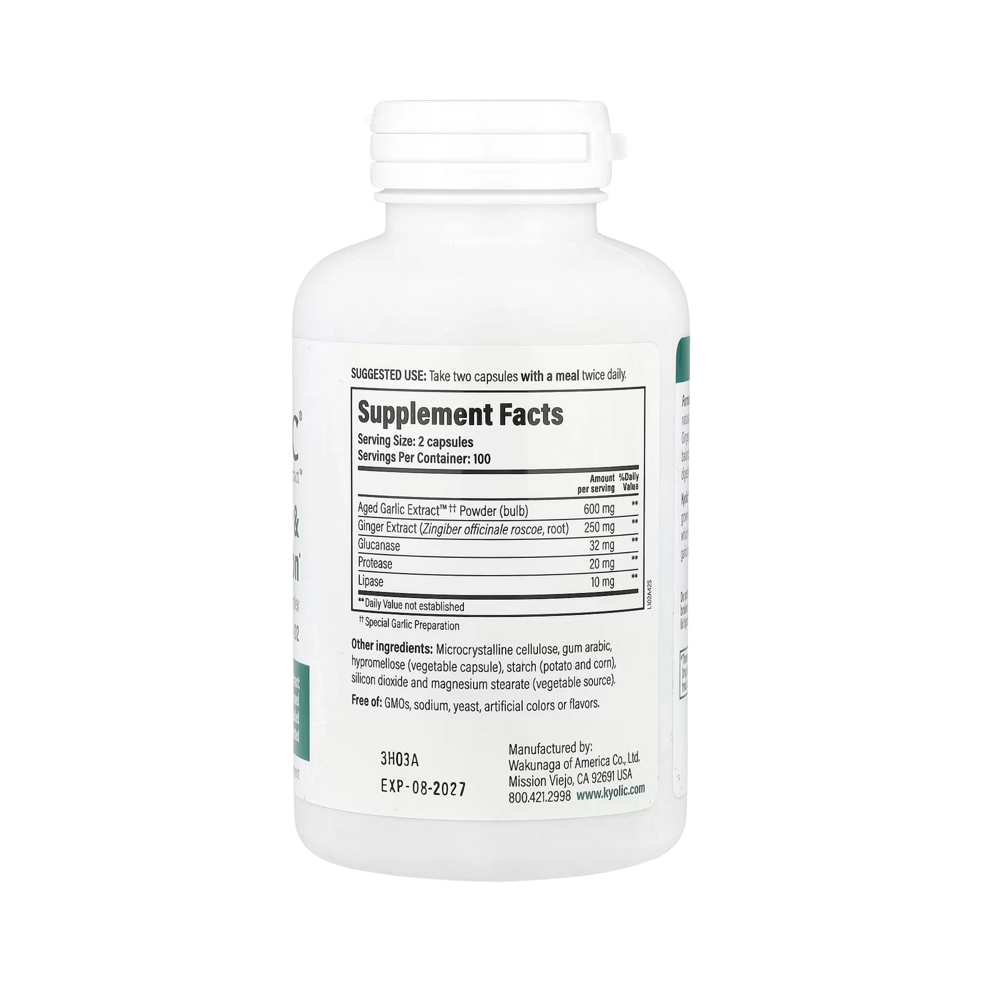 Kyolic, Aged Garlic Extract, Cleanse & Digestion, Formula 102, 200 Veggie Capsules