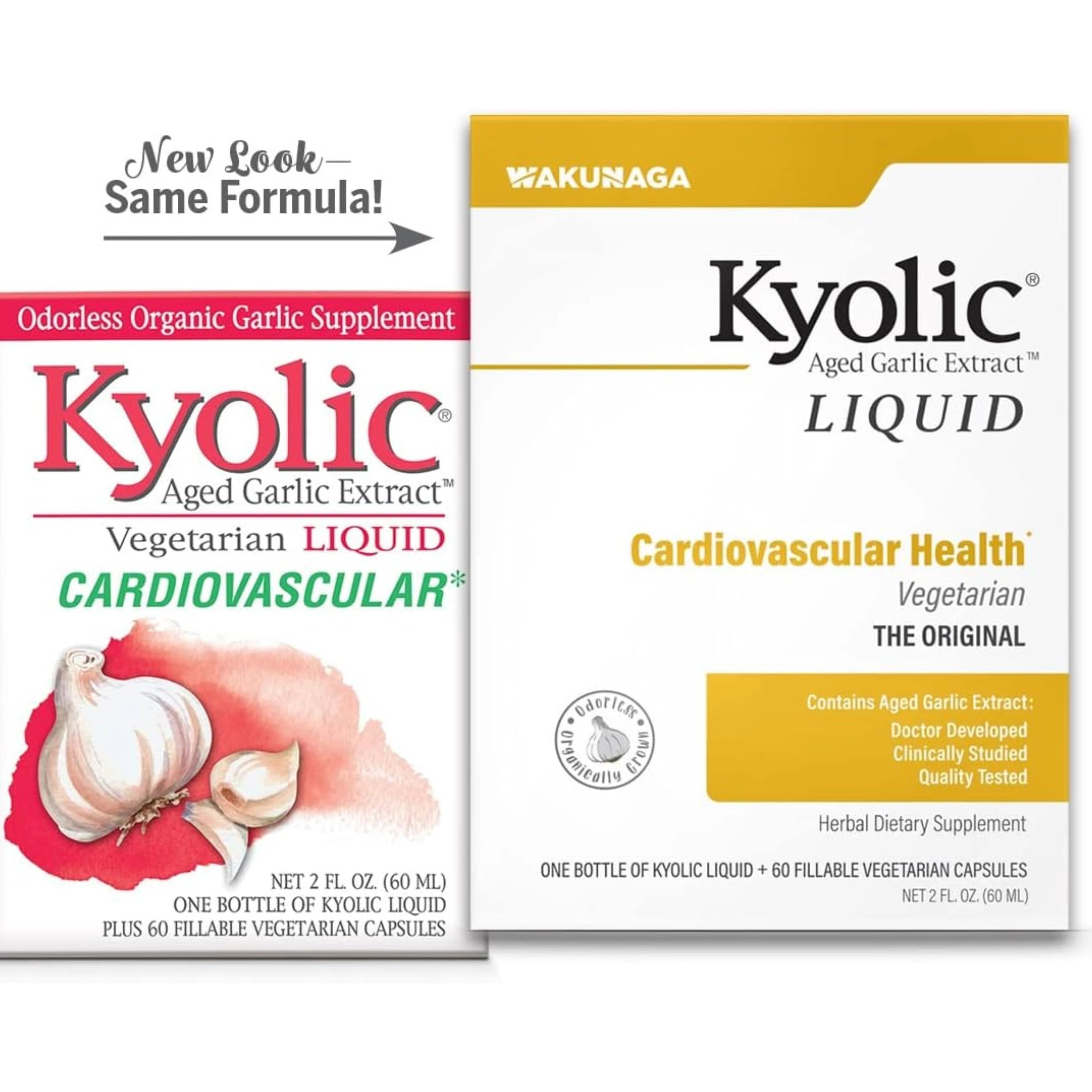 Kyolic, Aged Garlic Extract Liquid, Cardiovascular Health, With 60 Capsules , 2 fl oz, 60 ml,