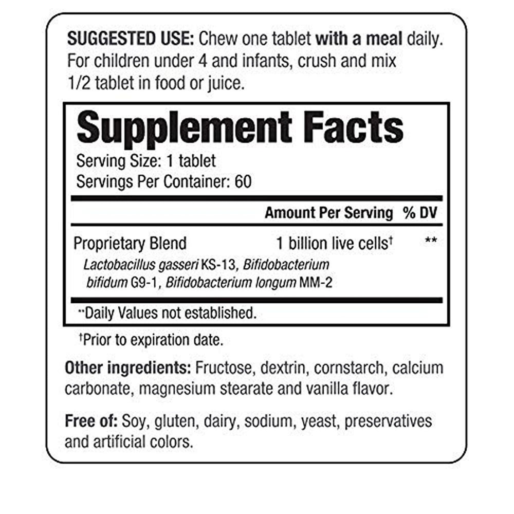 Kyolic, Kids Probiotic, Vanilla, 1 Billion CFU, 60 Chewable Tablets