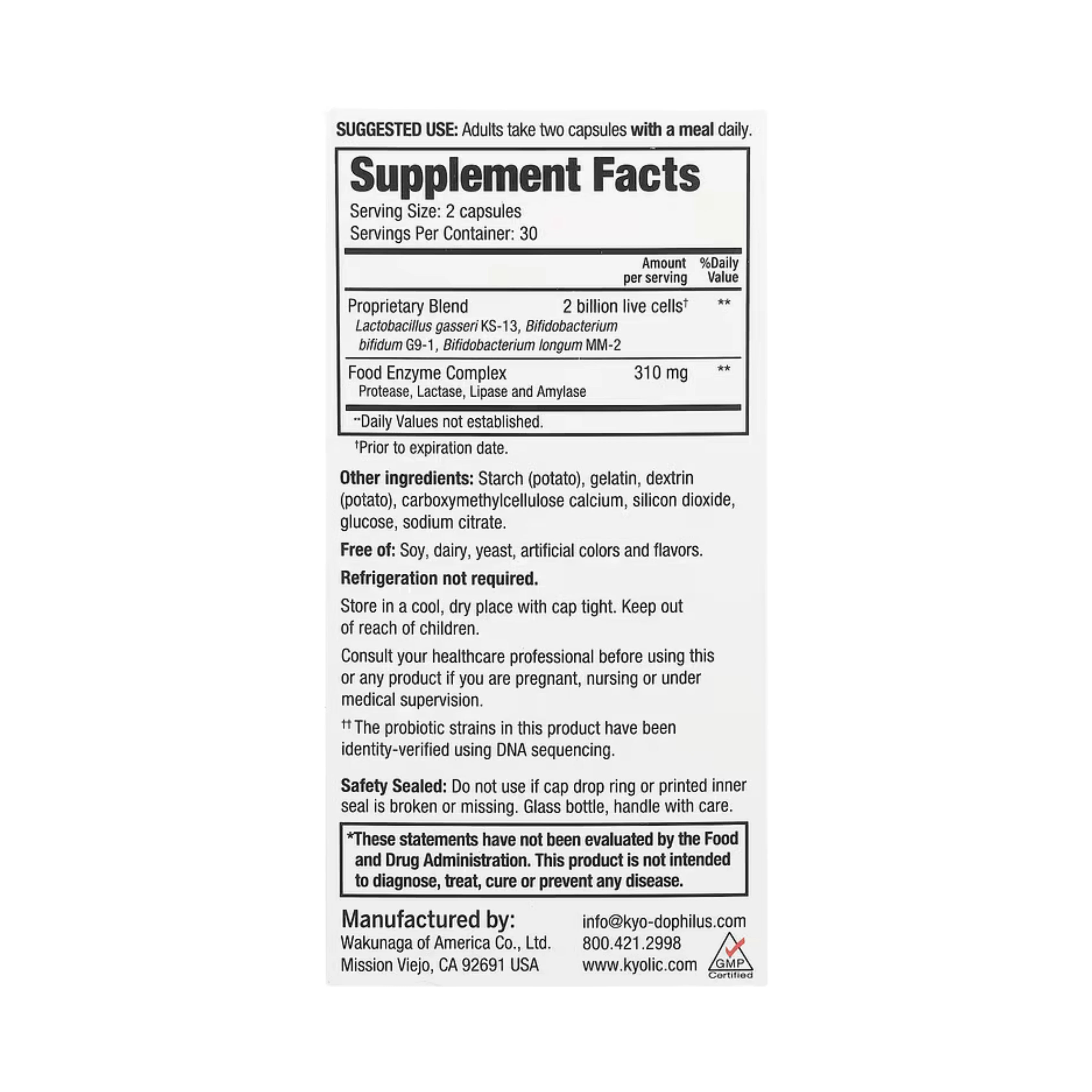 Kyolic, Kyo Dophilus, Enzyme + Probiotic, 60 Capsules