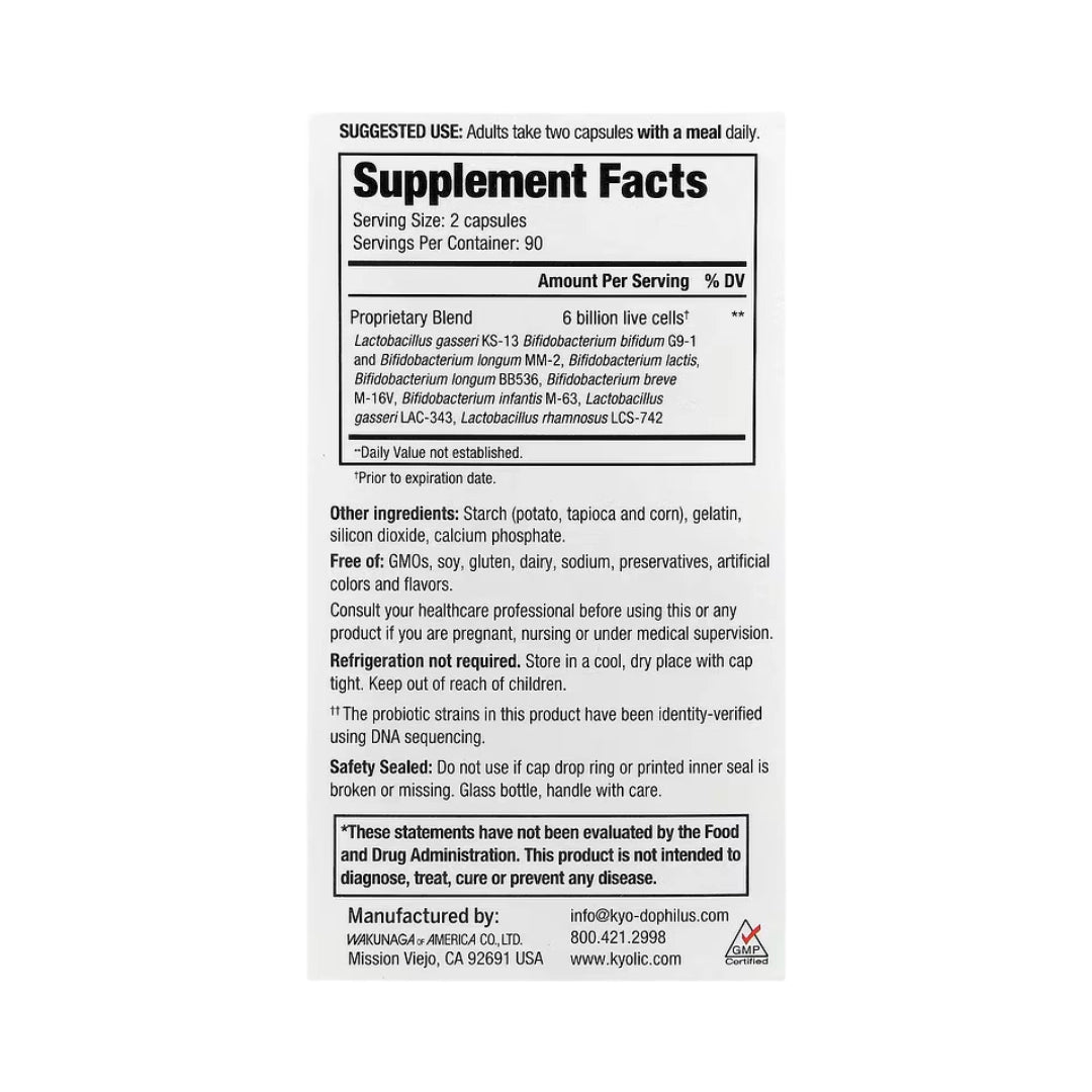 Kyolic, Kyo-Dophilus, Multi 9 Probiotic, 180 Capsules