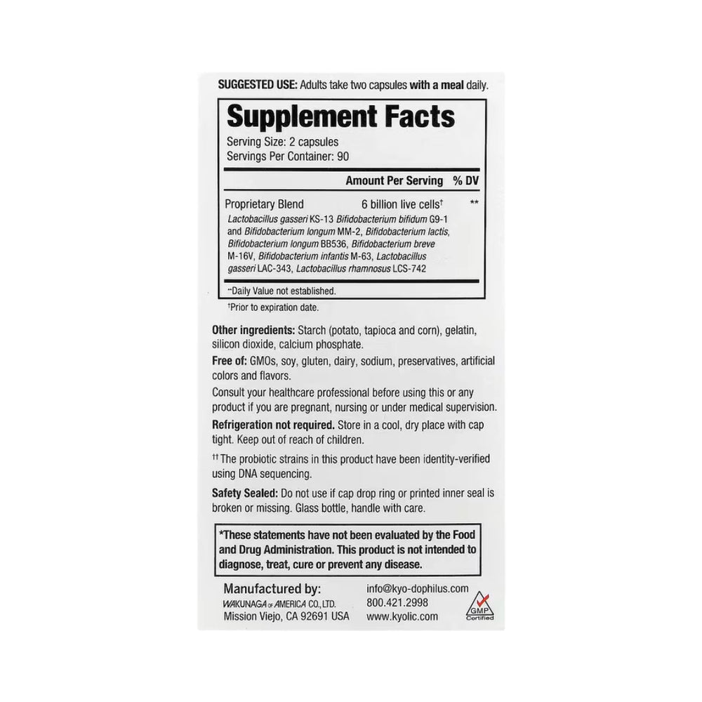 Kyolic, Kyo-Dophilus, Multi 9 Probiotic, 180 Capsules