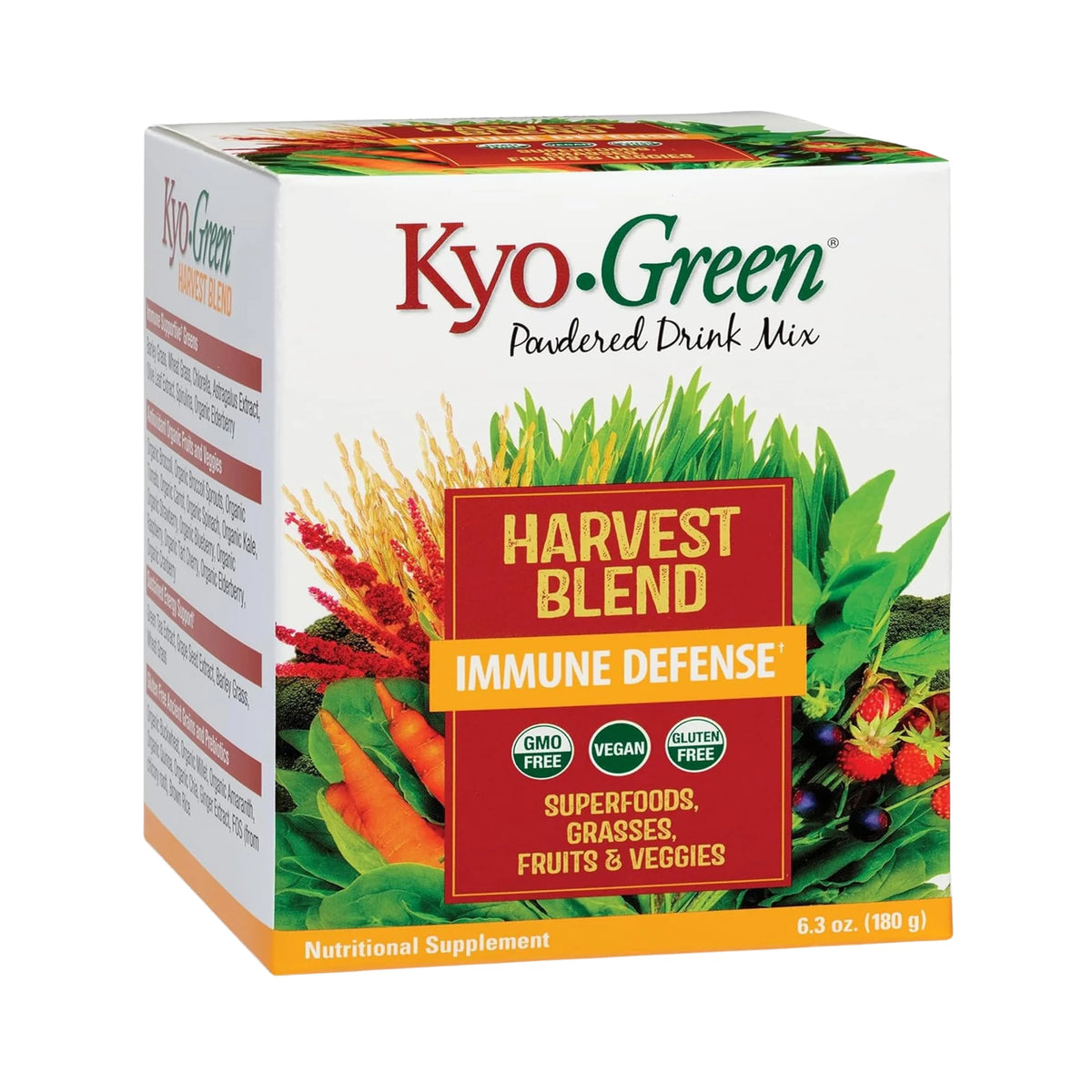 kyolic, Kyo-Green, Harvest Blend Immune Defense, Powdered Drink Mix, 6.3 Oz, 180 g