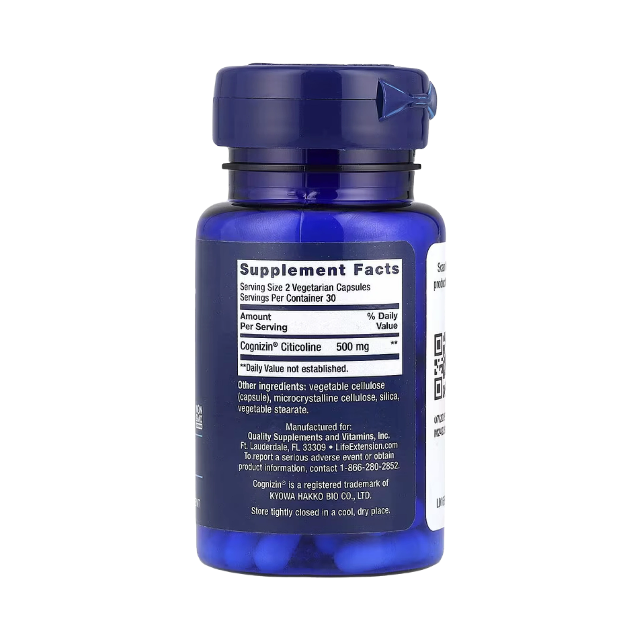 Life Extension, Citicoline (CDP-Choline), 60 Vegetarian Capsules