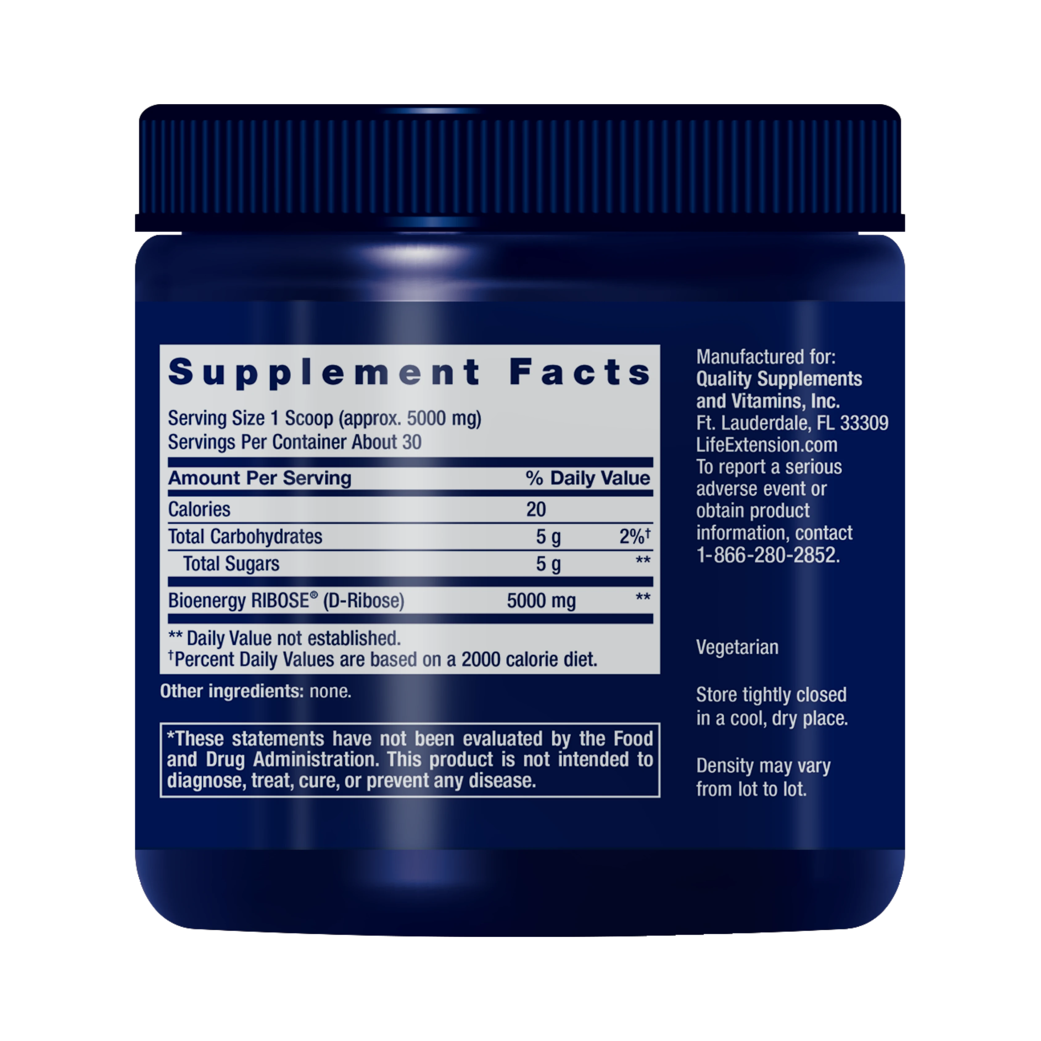Life Extension, D-Ribose Powder