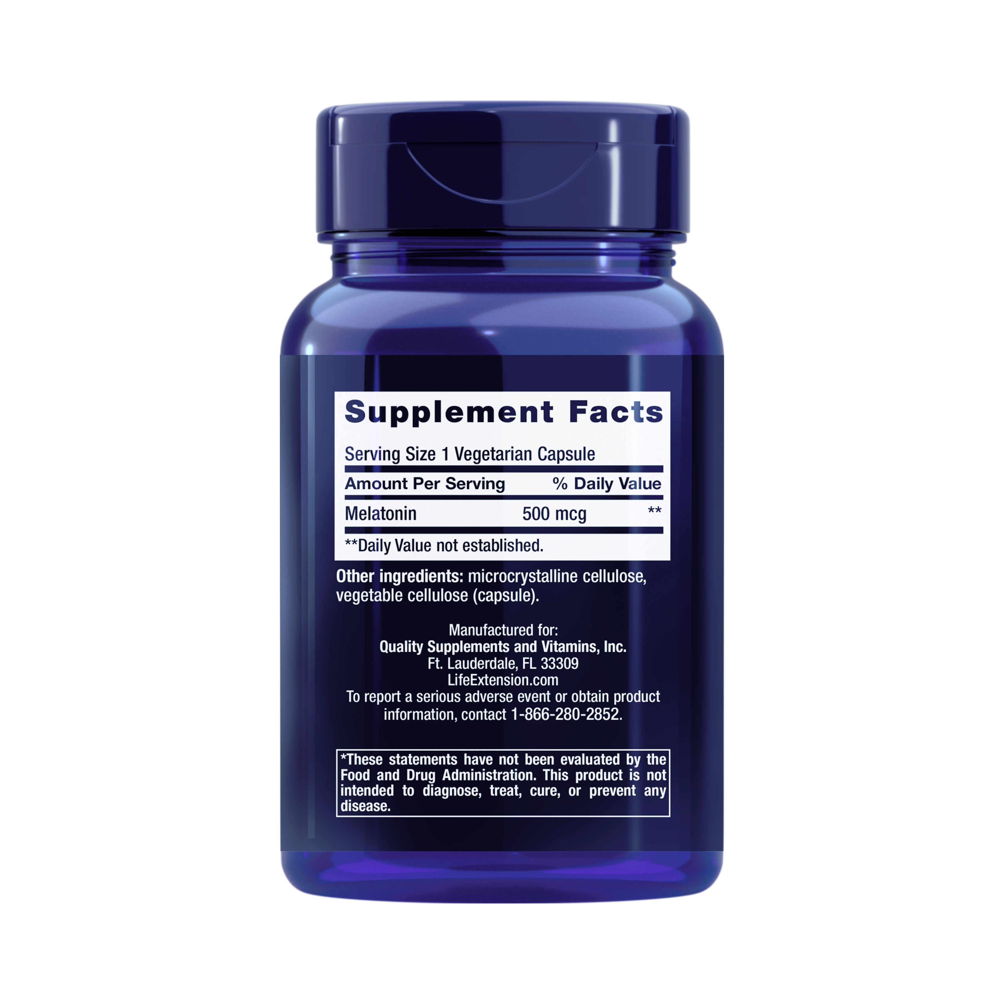 Life Extension, Melatonin 500 mcg