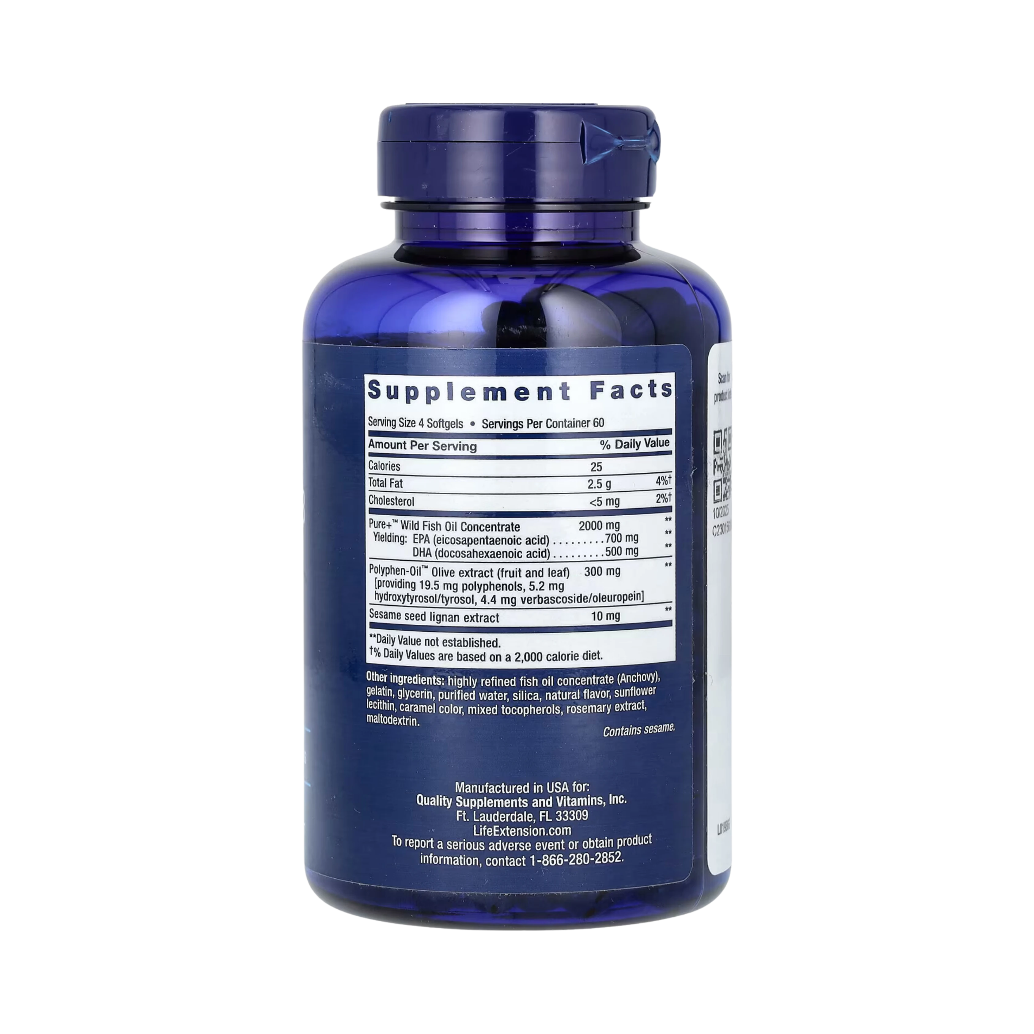 Life Extension - Super Omega-3 EPA/DHA Fish Oil, Sesame Lignans & Olive Extract, 240 Softgels