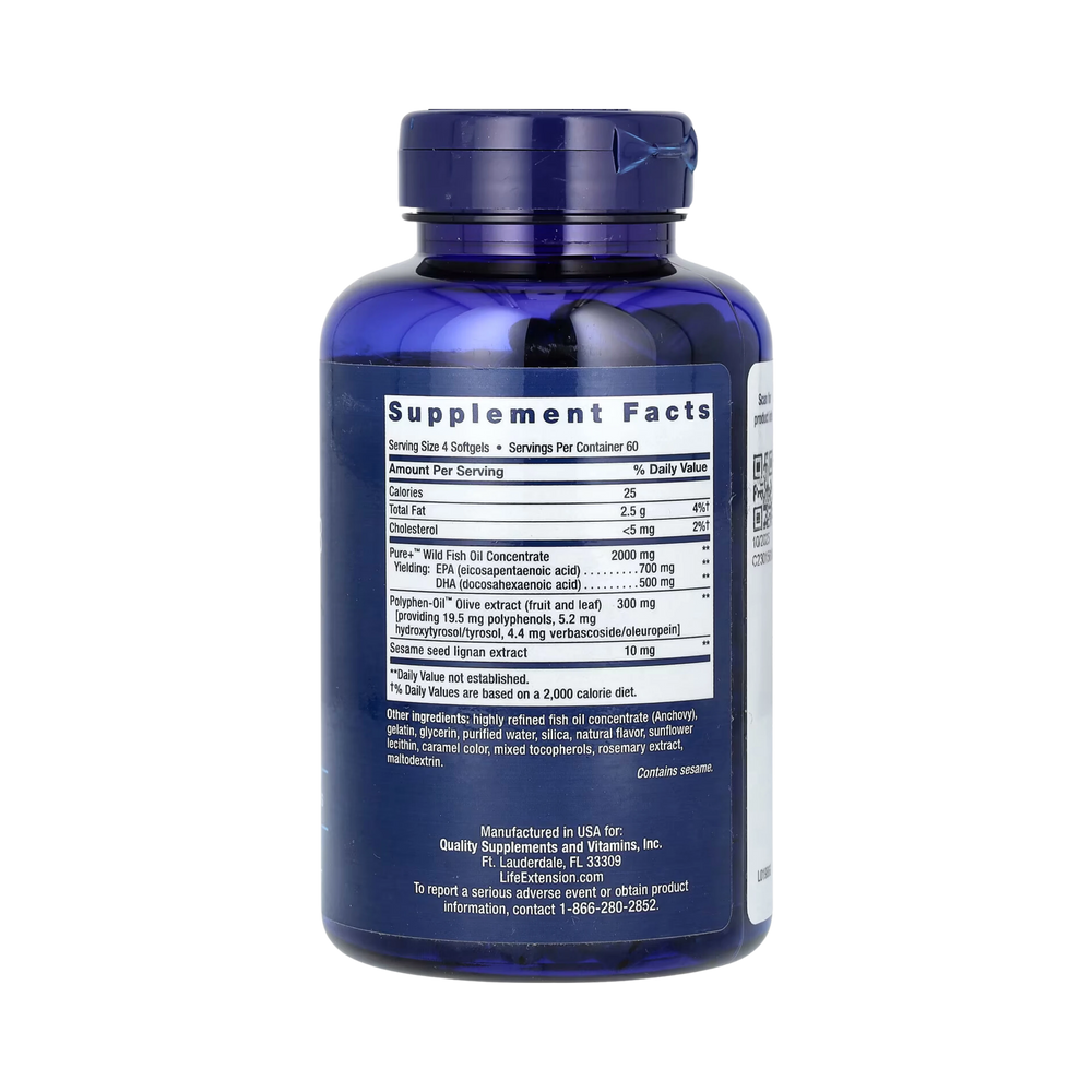 Life Extension - Super Omega-3 EPA/DHA Fish Oil, Sesame Lignans & Olive Extract, 240 Softgels