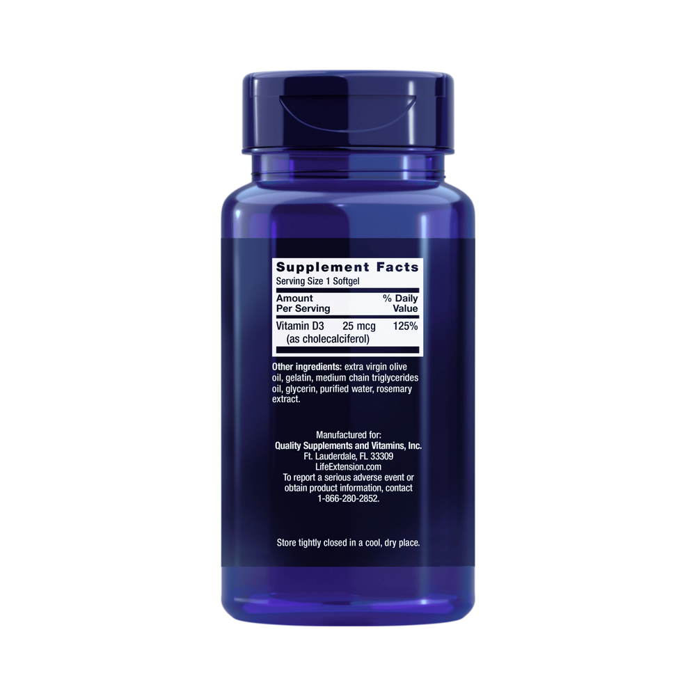 Life Extension, Vitamin D3 25 mcg (1000 IU) 250 Softgels