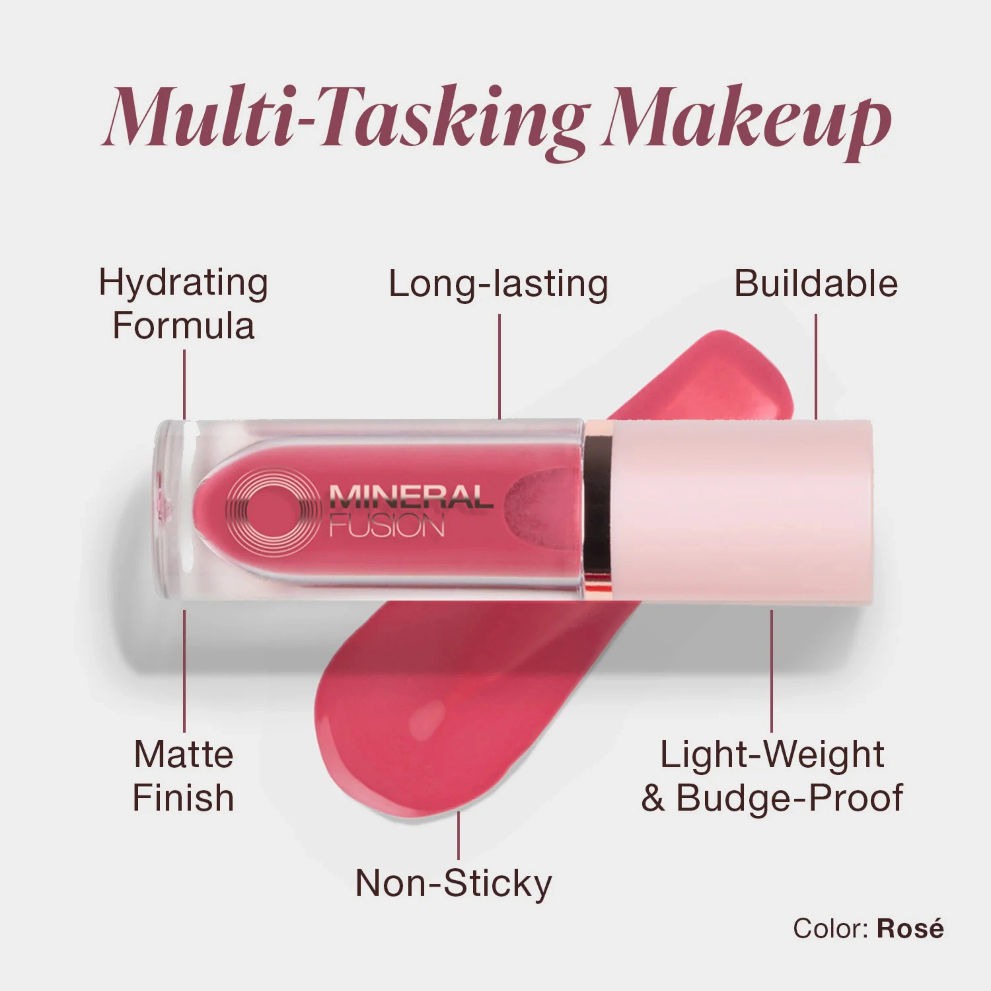 Mineral Fusion, 2-in-1 Lip & Cheek Stain Rose