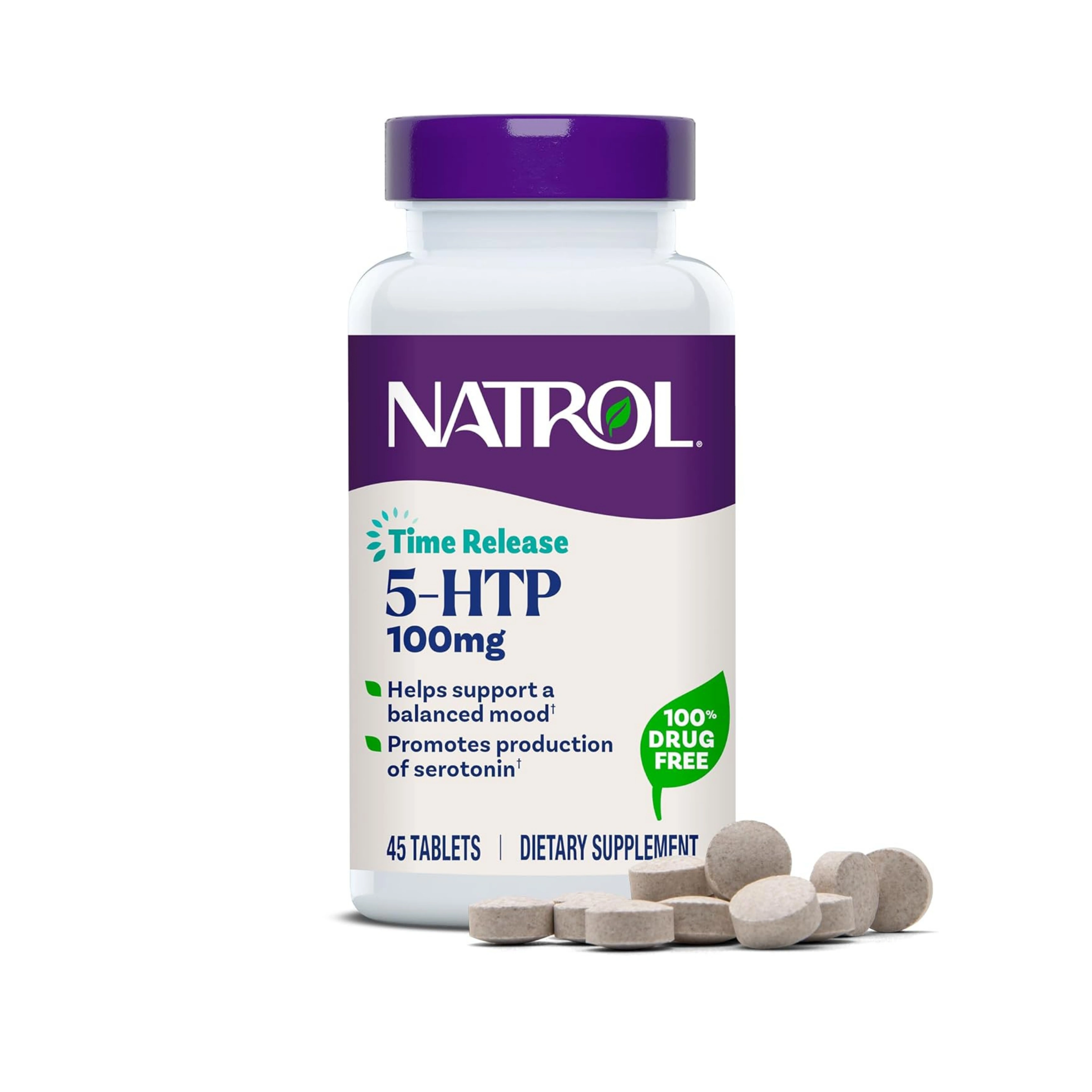 Natrol, 5-HTP, Time Release, 100 mg, 45 Tablets