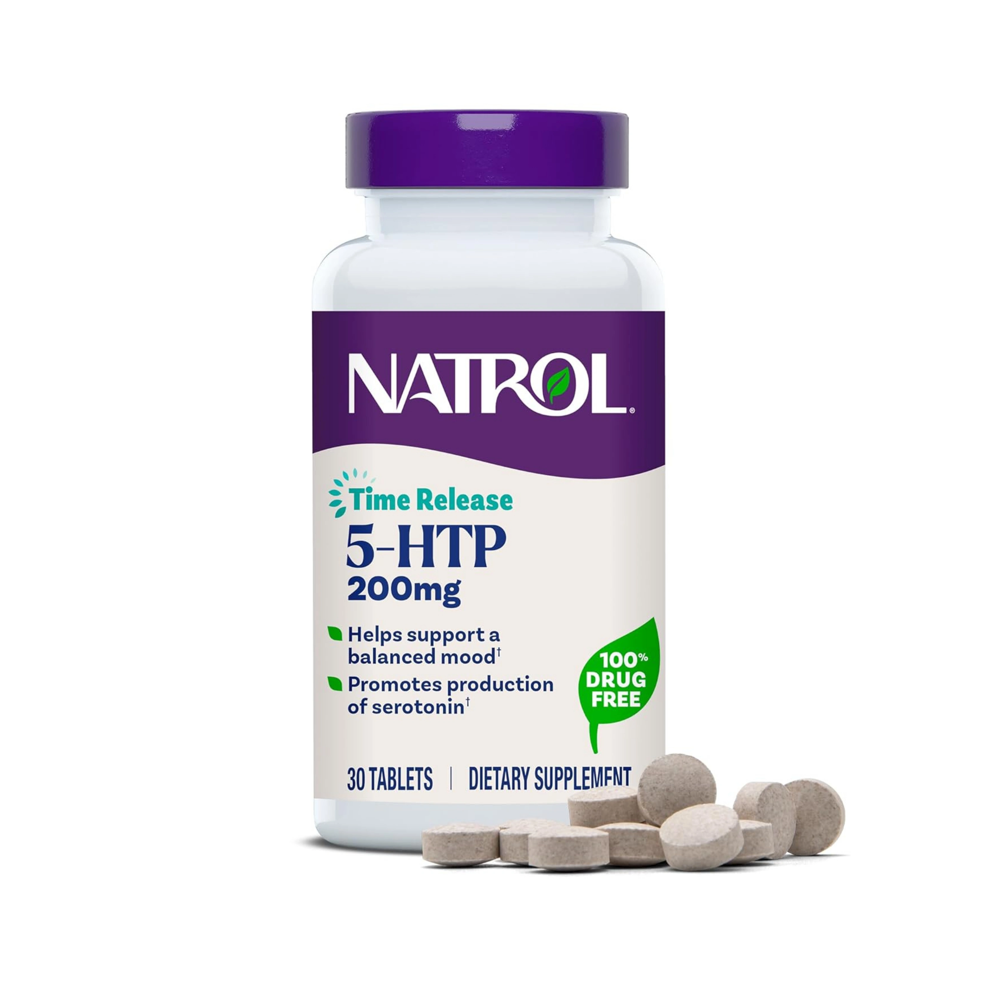 Natrol, 5-HTP Time Release, 200 mg, 30 Tablets