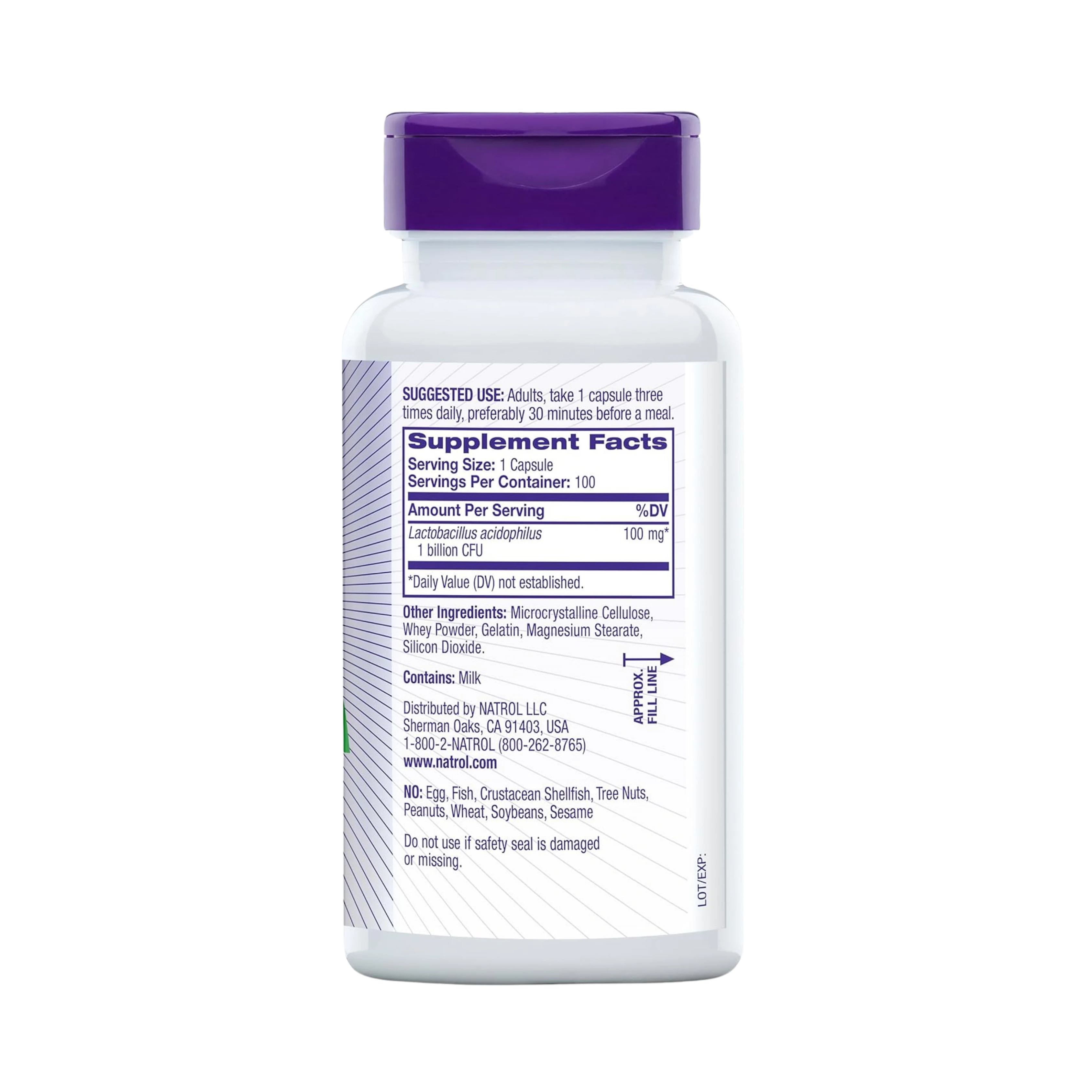 Natrol, Acidophilus Probiotic, Maintains a Healthy Digestive, 100 Capsules