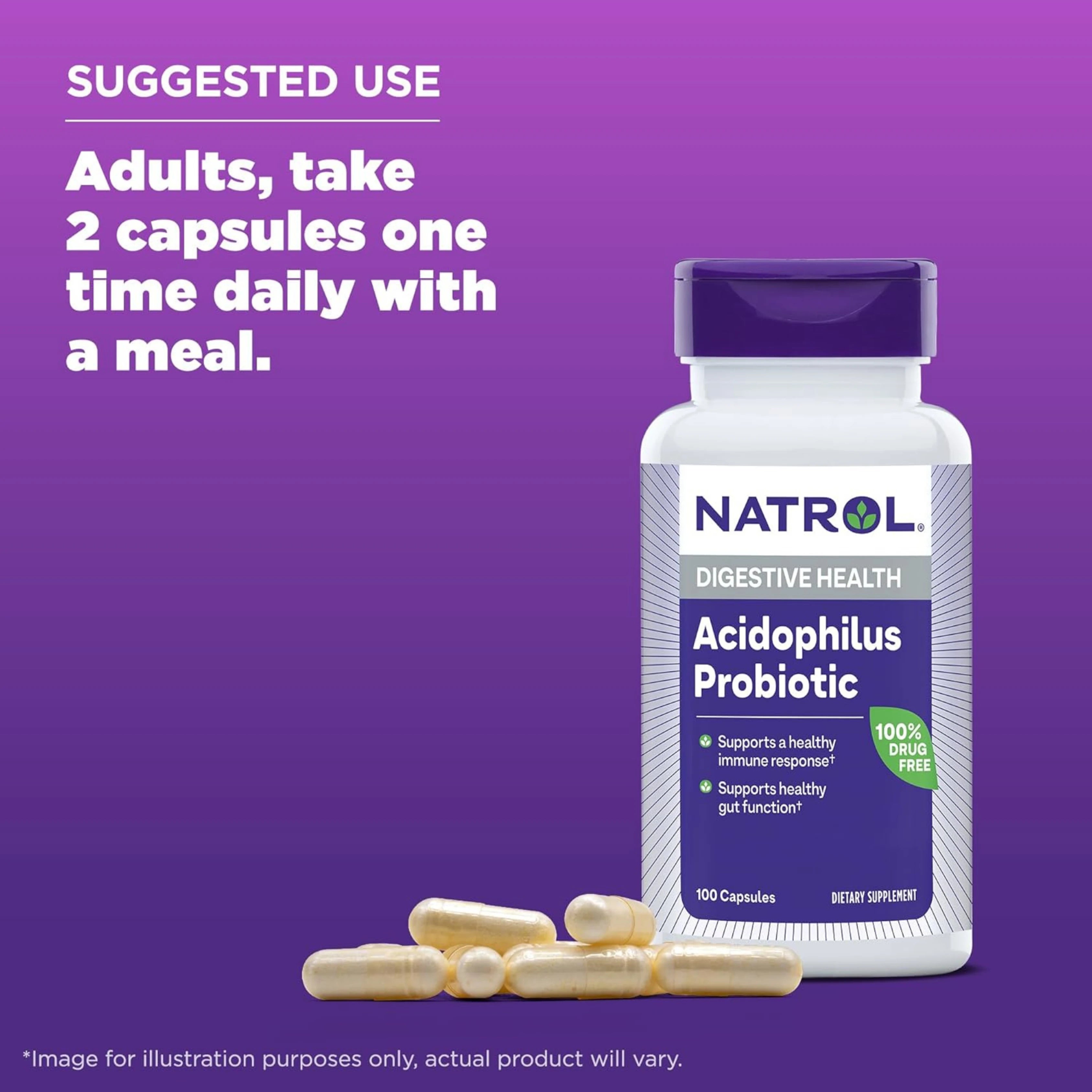 Natrol, Acidophilus Probiotic, Maintains a Healthy Digestive, 100 Capsules