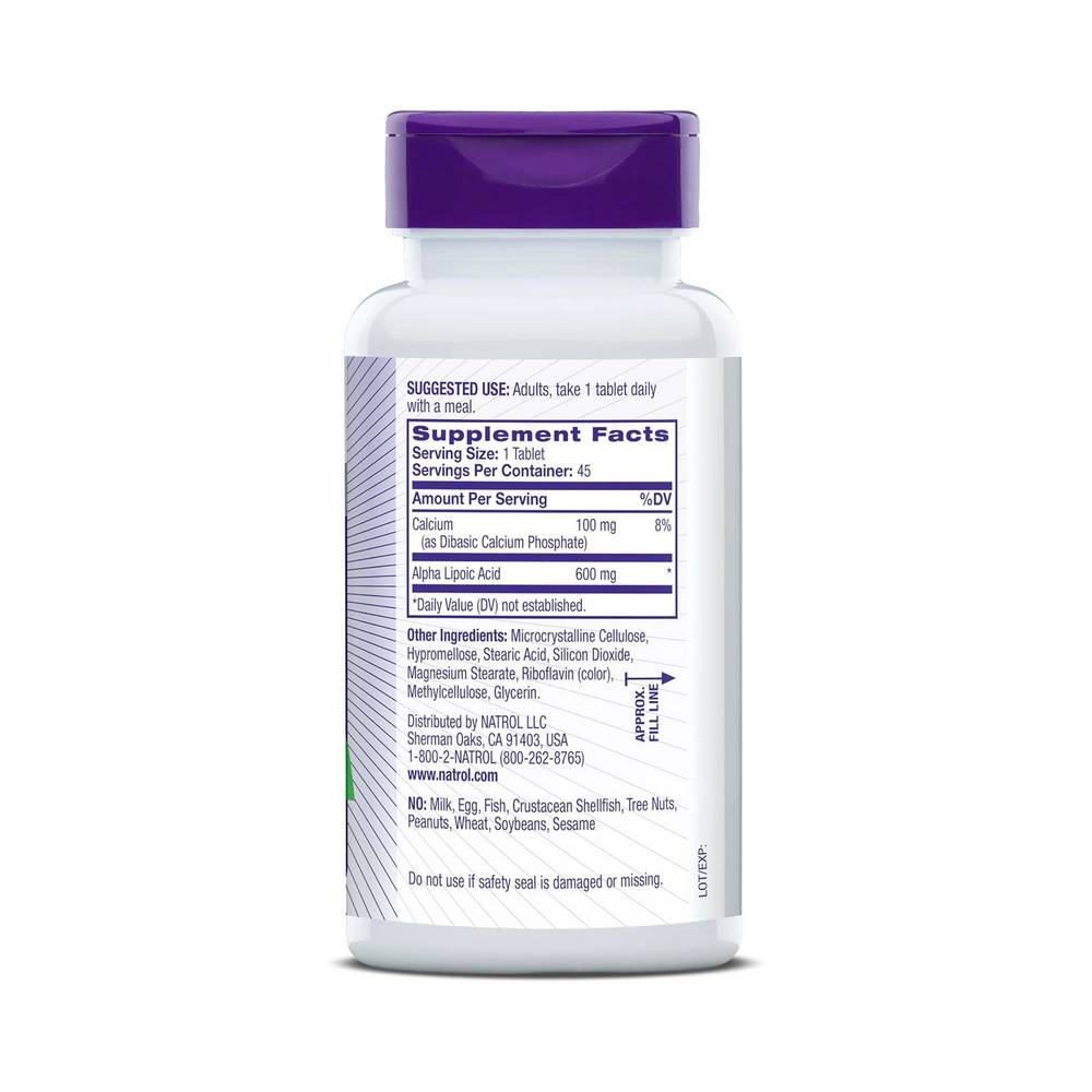 Natrol, Alpha Lipoic Acid, Time Release, 600 mg, 45 Tablets