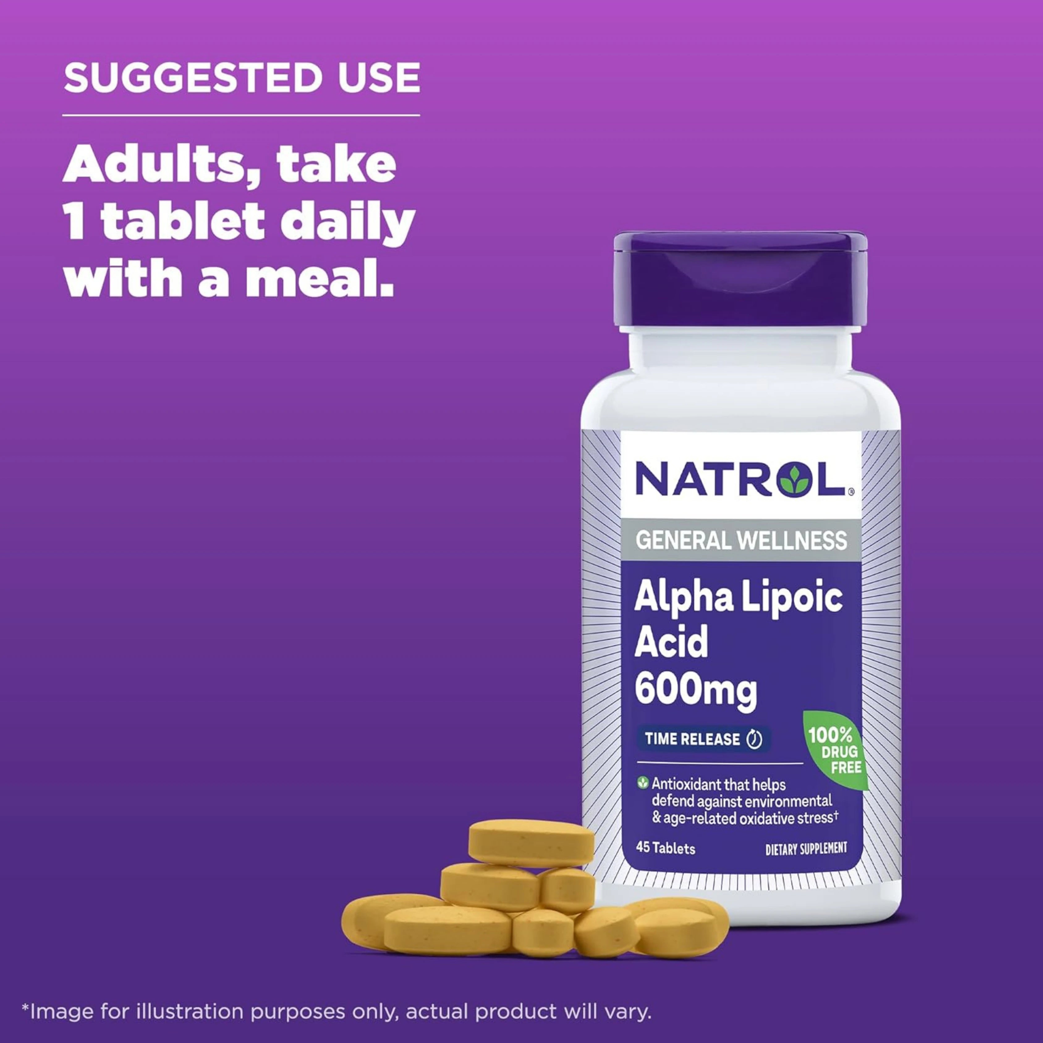 Natrol, Alpha Lipoic Acid, Time Release, 600 mg, 45 Tablets