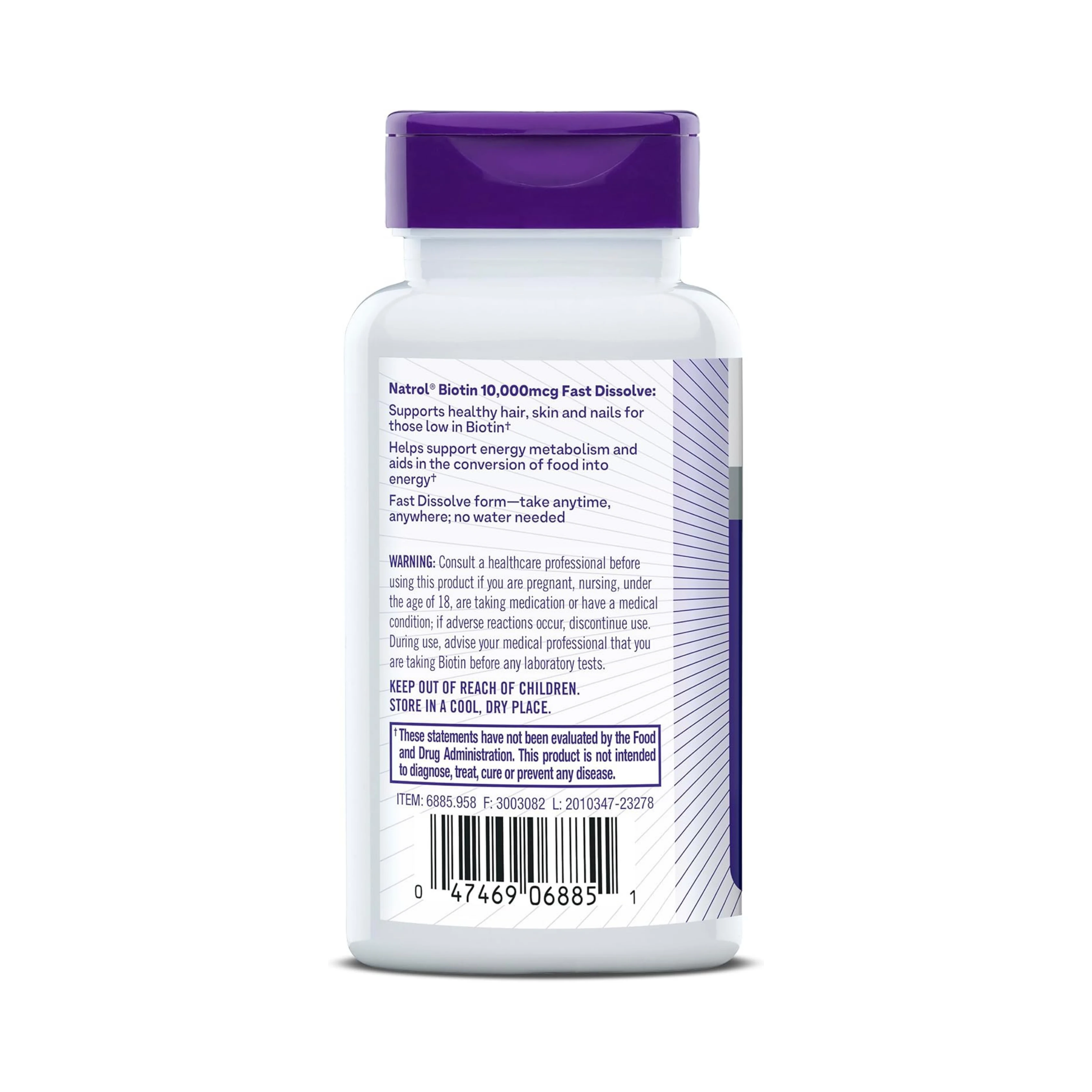 Natrol, Biotin, Fast Dissolve, Maximum Strength, Strawberry, 10,000 mcg, 60 Tablets