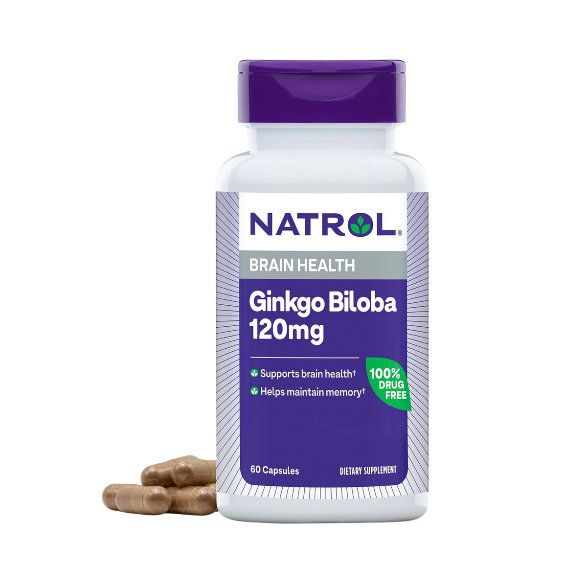 Natrol, Brain Health, Ginkgo Biloba, 120mg,  60 Capsules