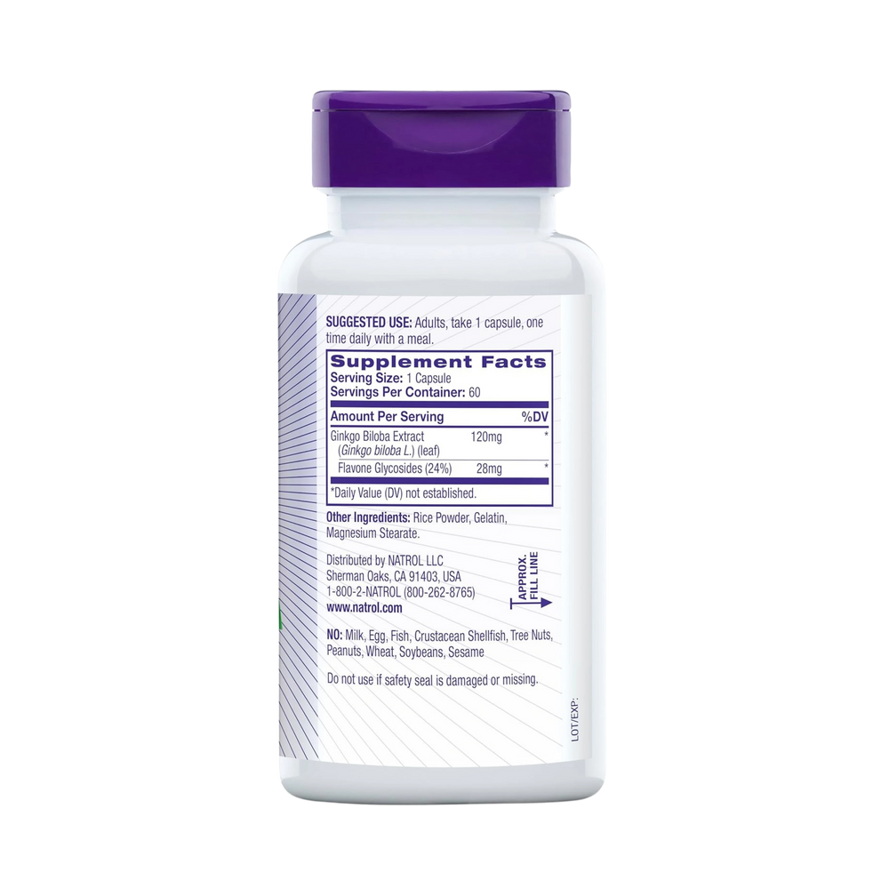 Natrol, Brain Health, Ginkgo Biloba, 120mg,  60 Capsules