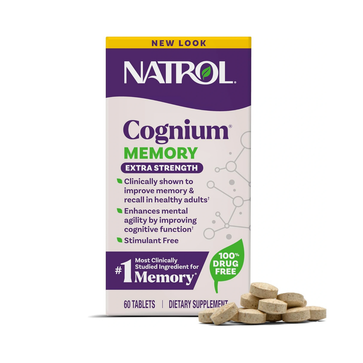 Natrol, Cognium Memory, Extra Strength, 400 mg, 60 Tablets