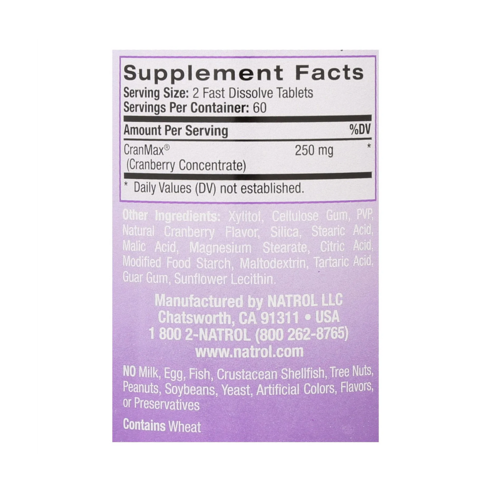 Natrol, Cranberry 250 mg, Fast Dissolve, 120 Tablets