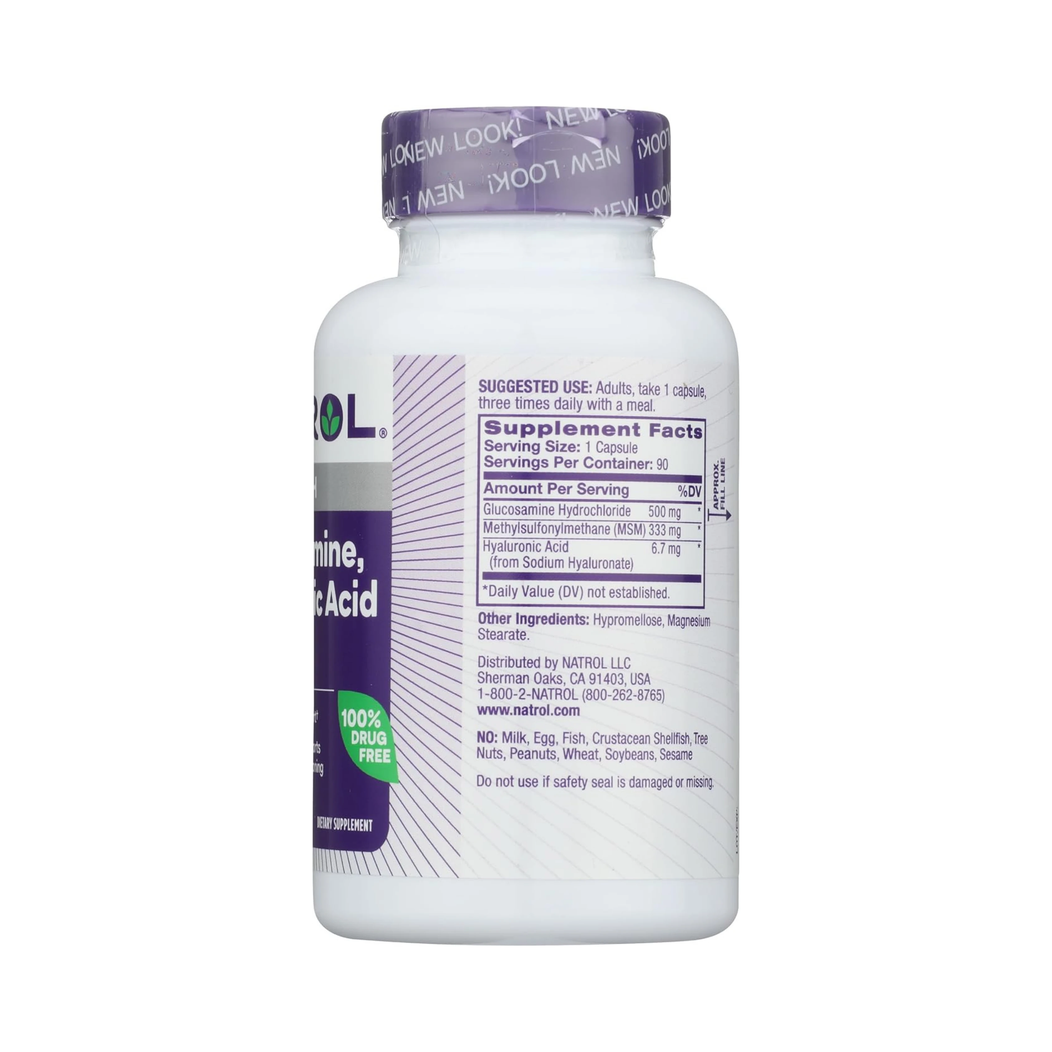 Natrol, Glucosamine, Hyaluronic Acid & MSM, 90 Capsules