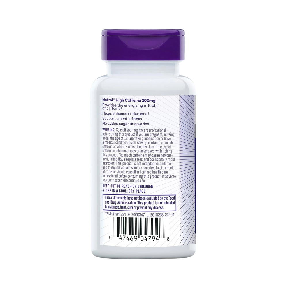 Natrol, High Caffeine, 200 mg, 100 Tablets