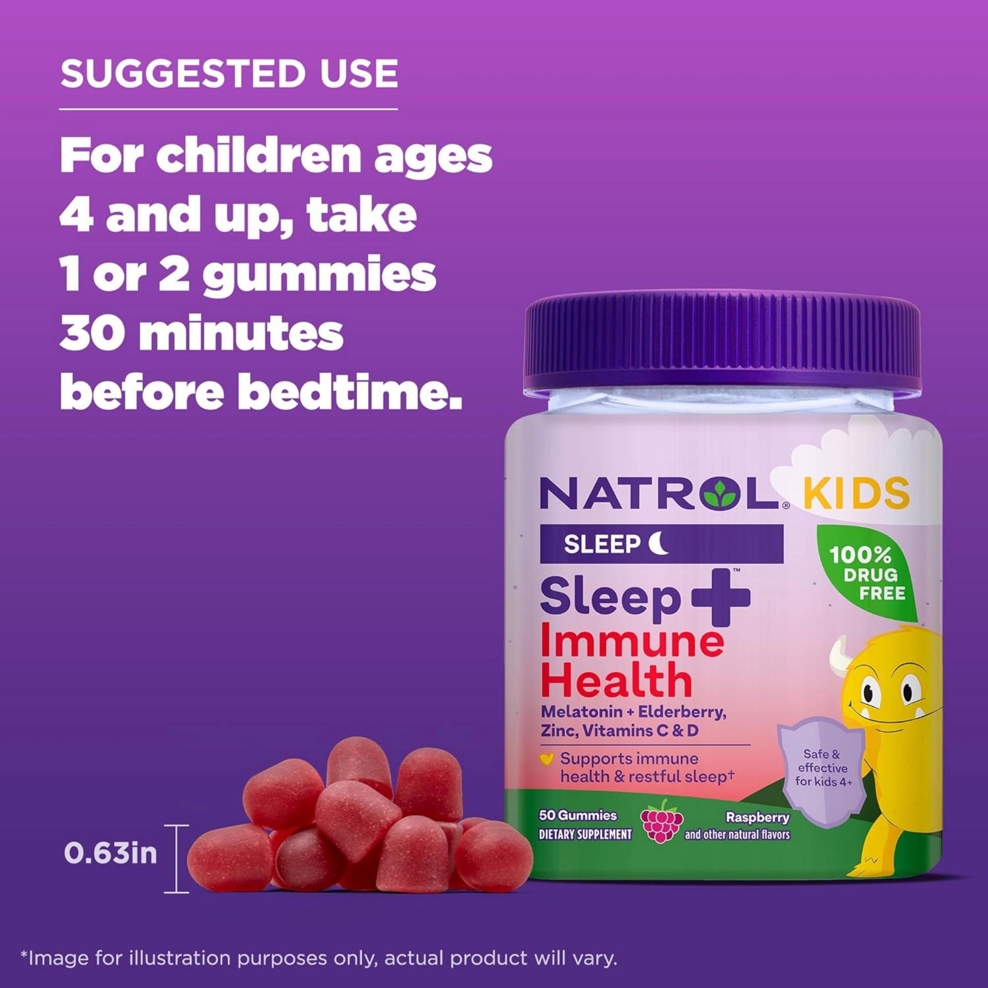 Natrol, Kids, Sleep + Immune Health, Berry, 50 Gummies