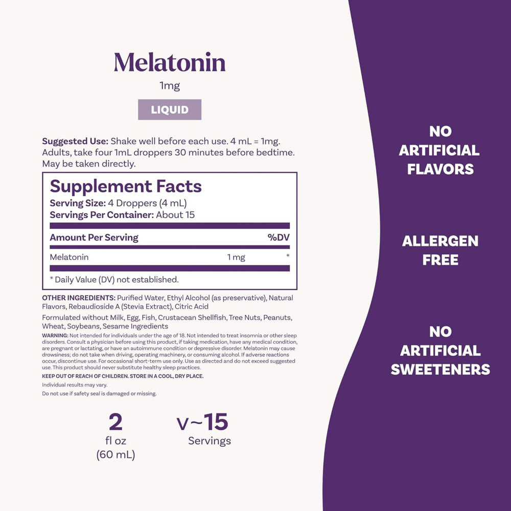 Natrol, Liquid Melatonin, 1 mg,  2 FL OZ