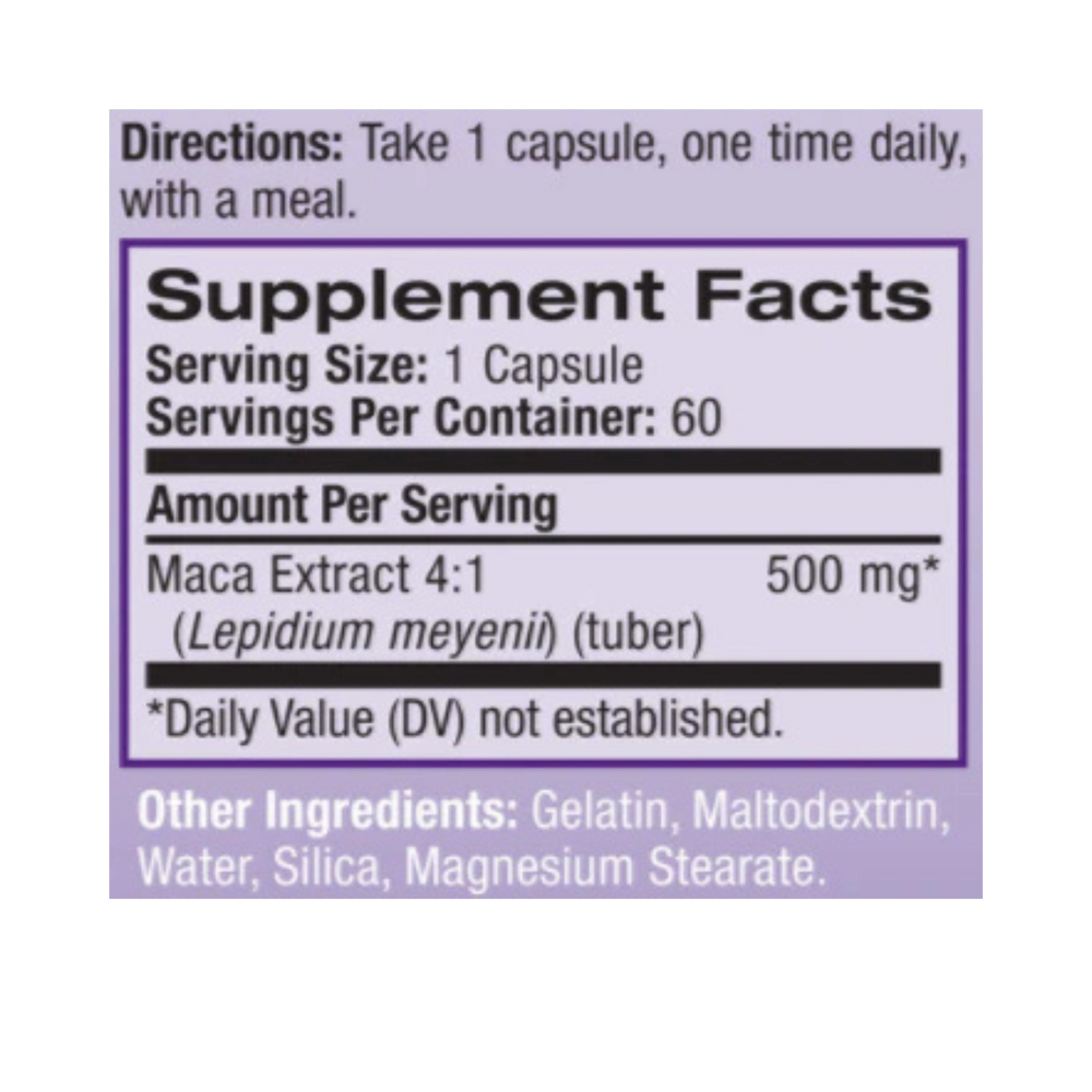 Natrol Maca 500mg Capsules, 60 Capsules