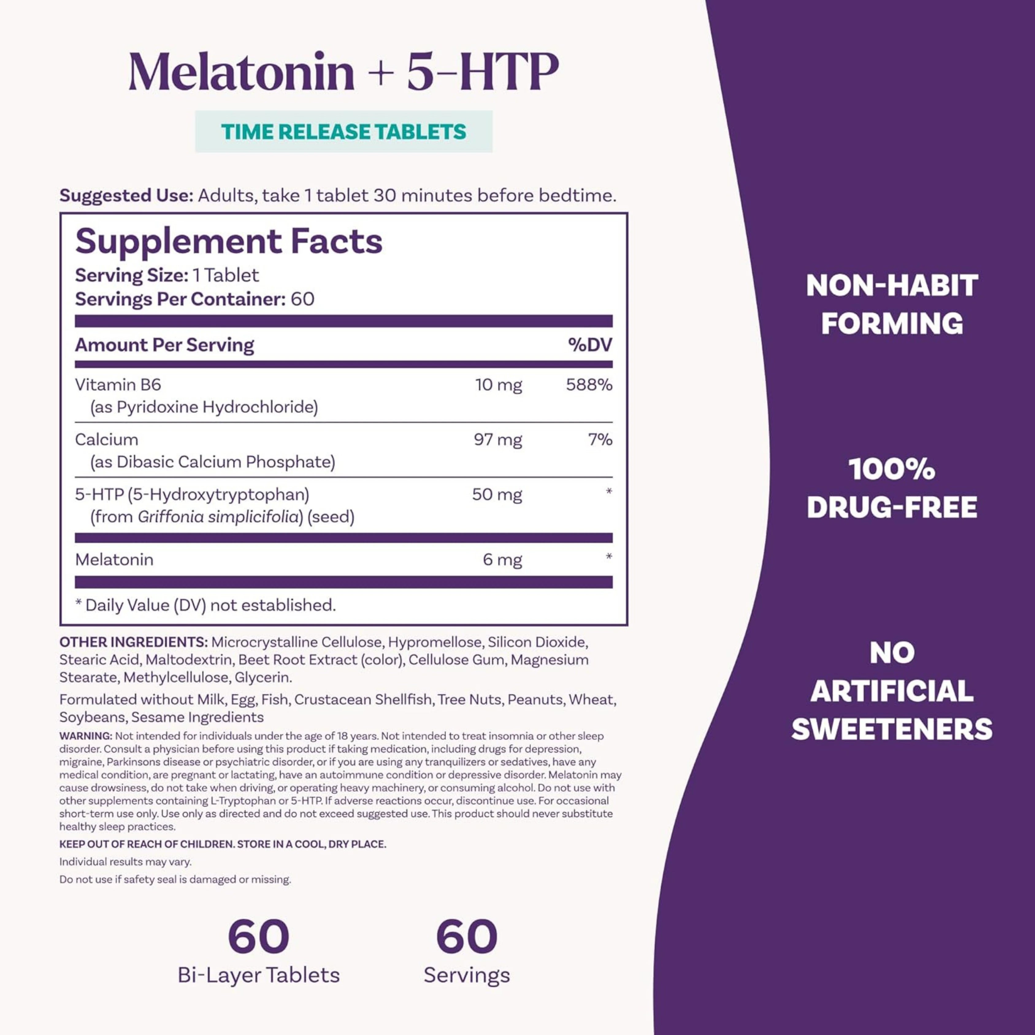 Natrol, Melatonin + 5-HTP, Advanced, Time Release, 60 Tablets