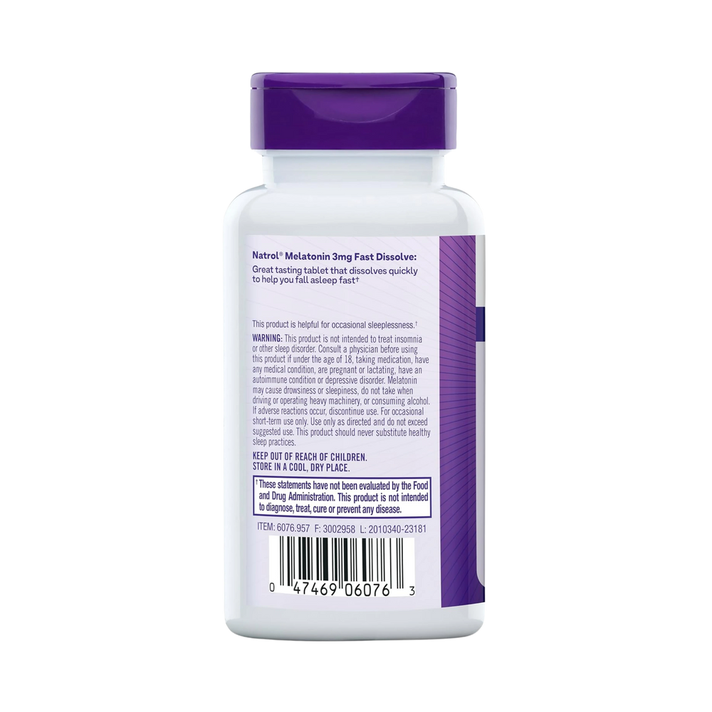 Natrol, Melatonin, Fast Dissolve, Strawberry, 3 mg, 90 Tablets