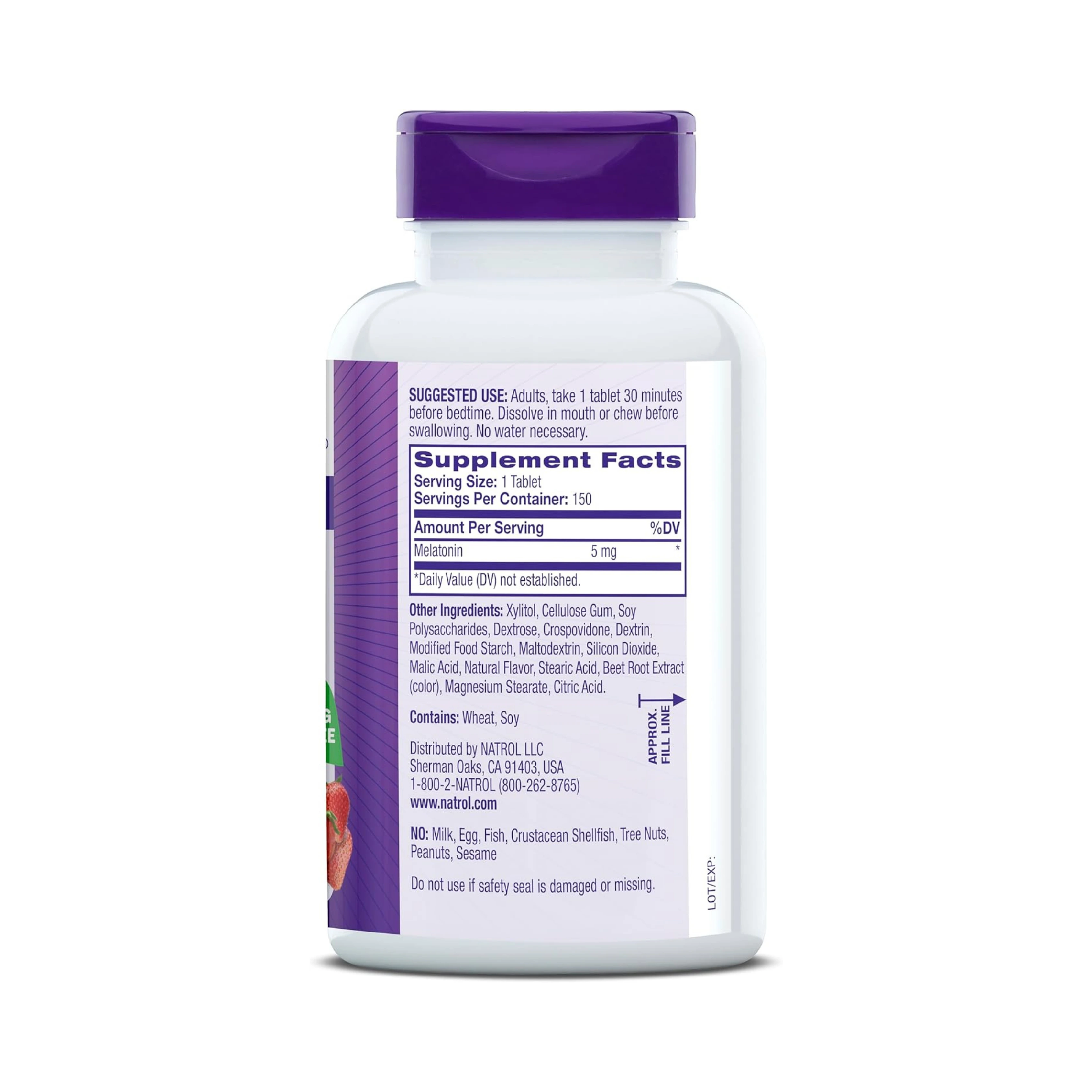 Natrol, Melatonin, Fast Dissolve, Strawberry, 5 mg, 150 Tablets
