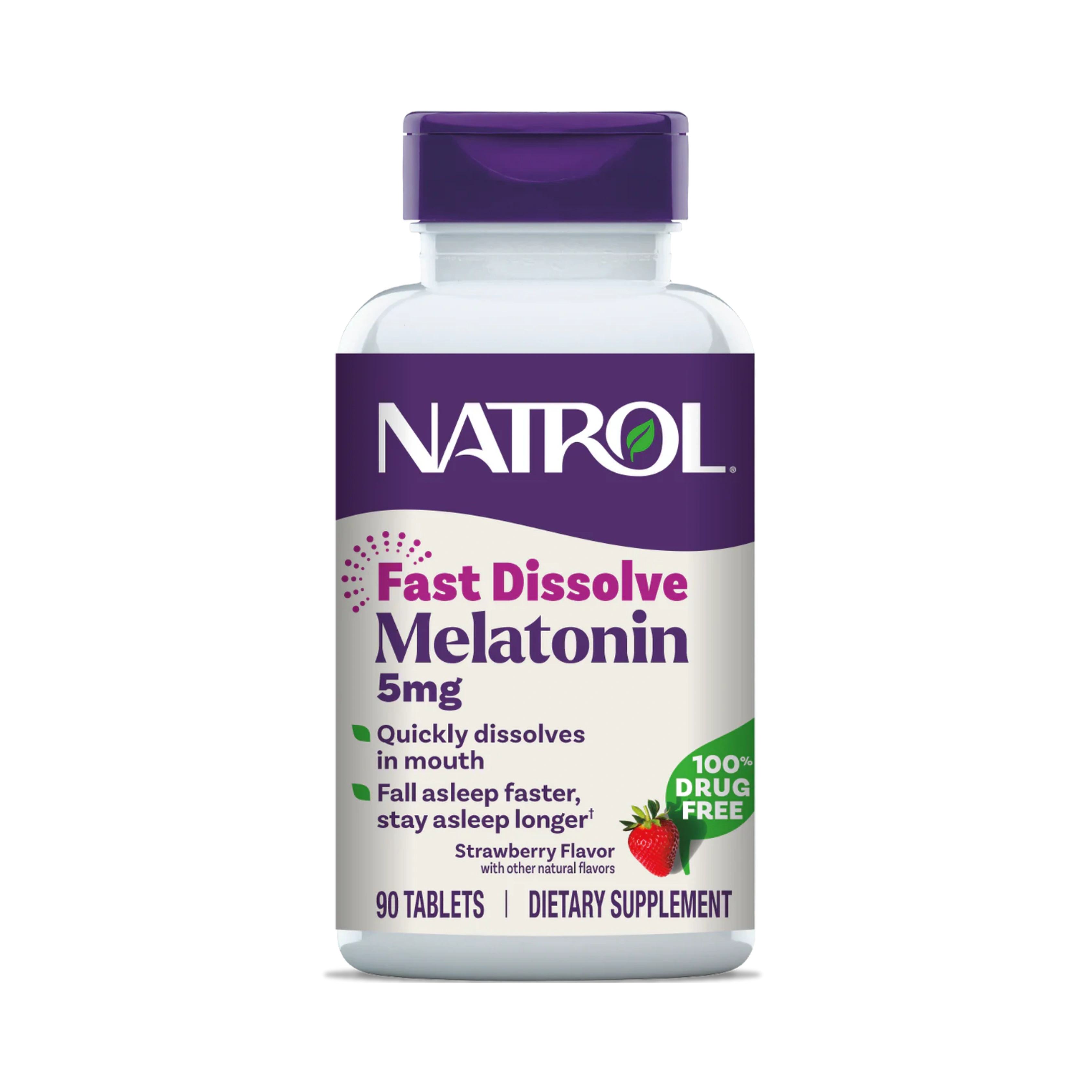 Natrol, Melatonin, Fast Dissolve, Strawberry, 5 mg, 90 Tablets
