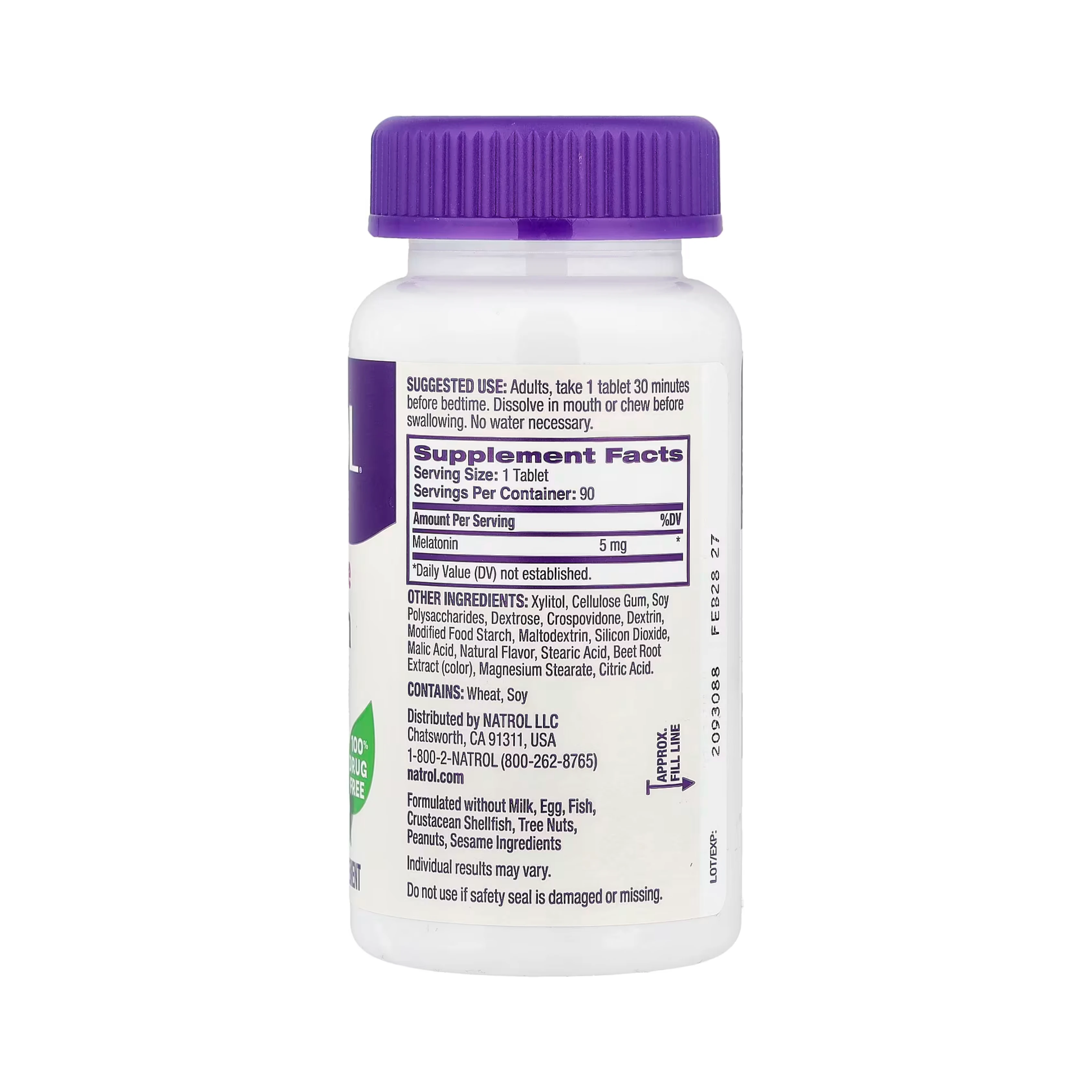 Natrol, Melatonin, Fast Dissolve, Strawberry, 5 mg, 90 Tablets